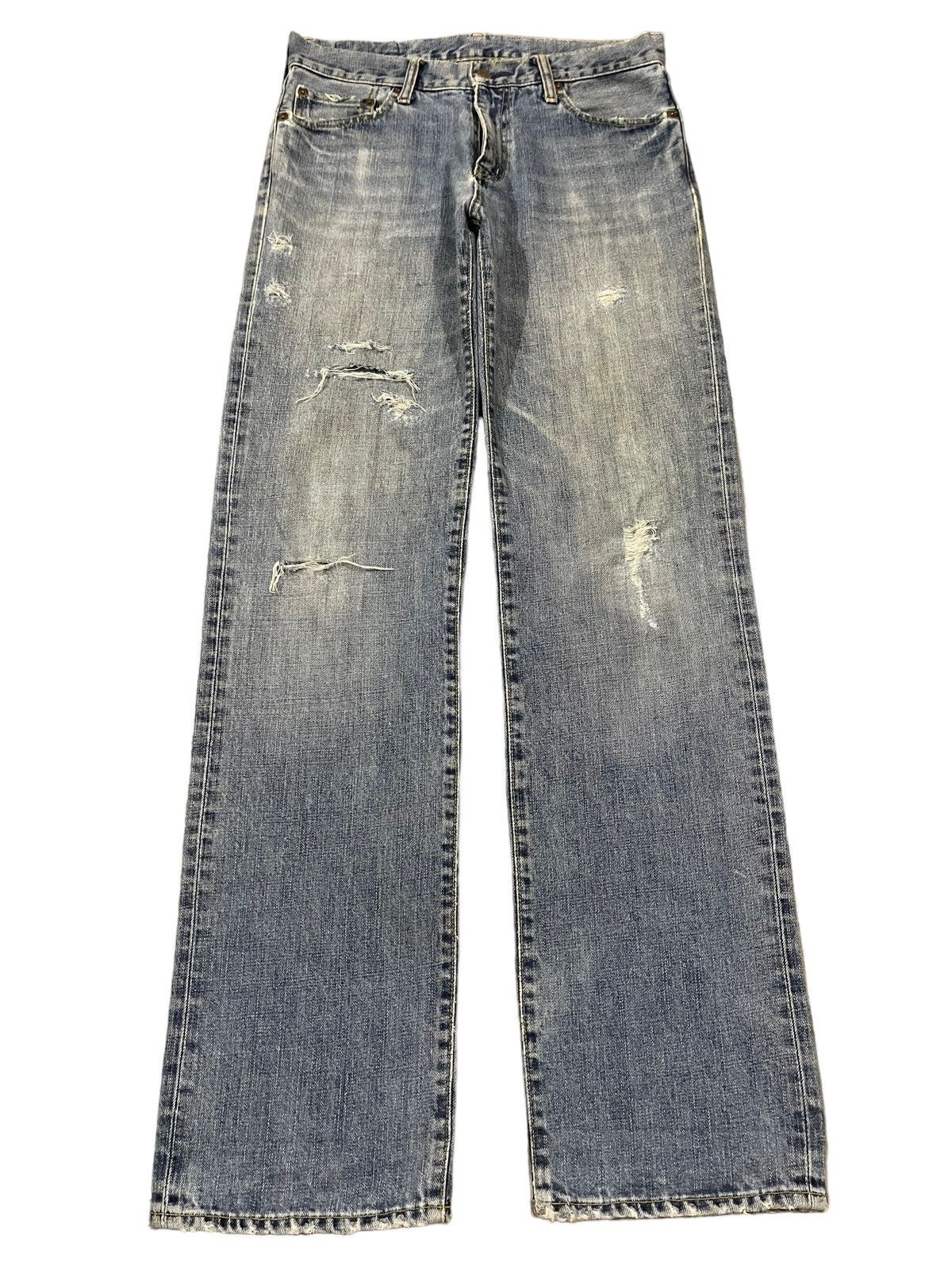 Uniqlo Vintage Japanese Uniqlo Blue Wash Distressed Loose Jeans Size US 32 / EU 48 - 1 Thumbnail
