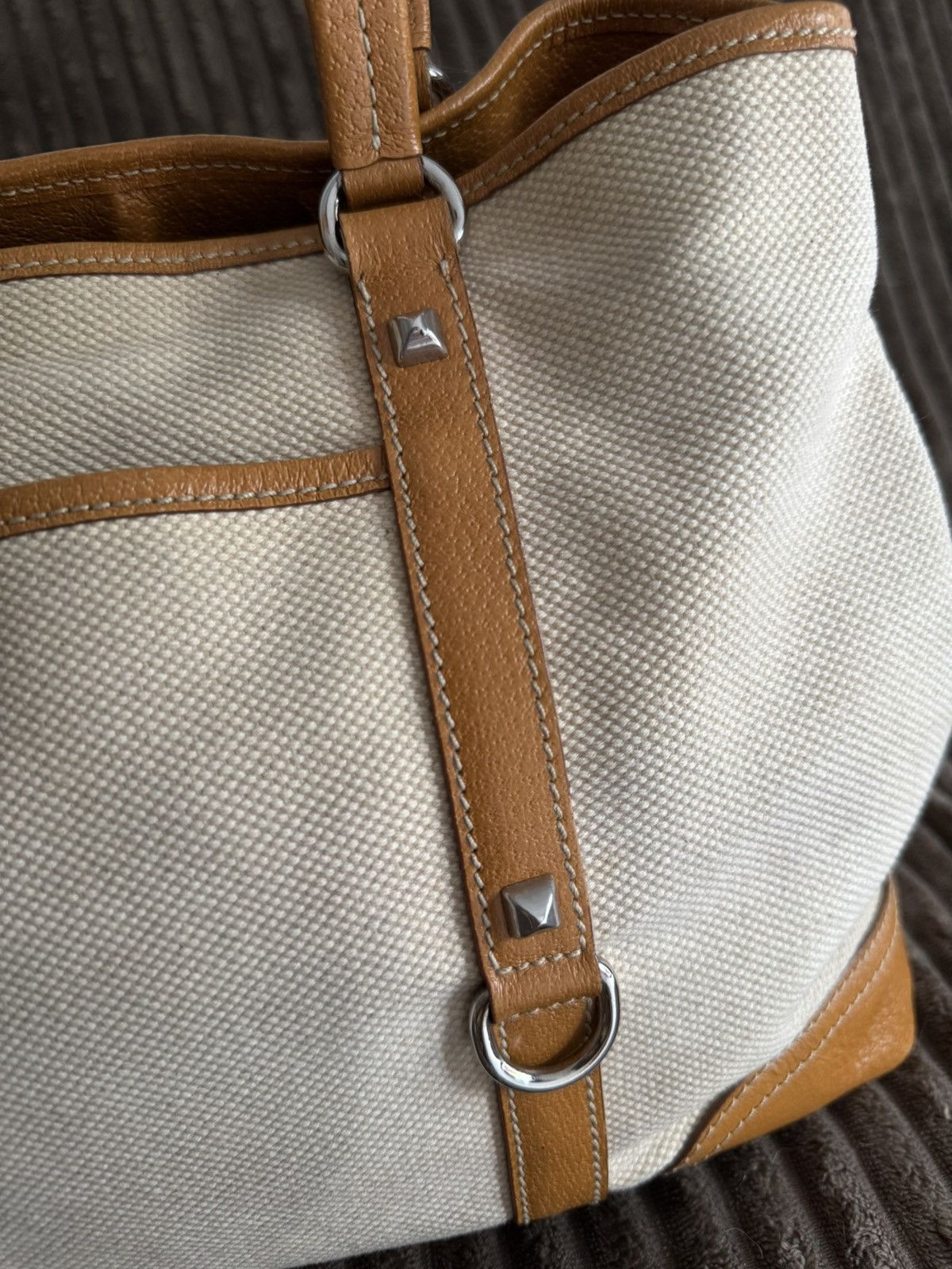 Prada × Vintage Vintage Prada Totebag Pocket Canvas Leather Size ONE SIZE - 11 Thumbnail