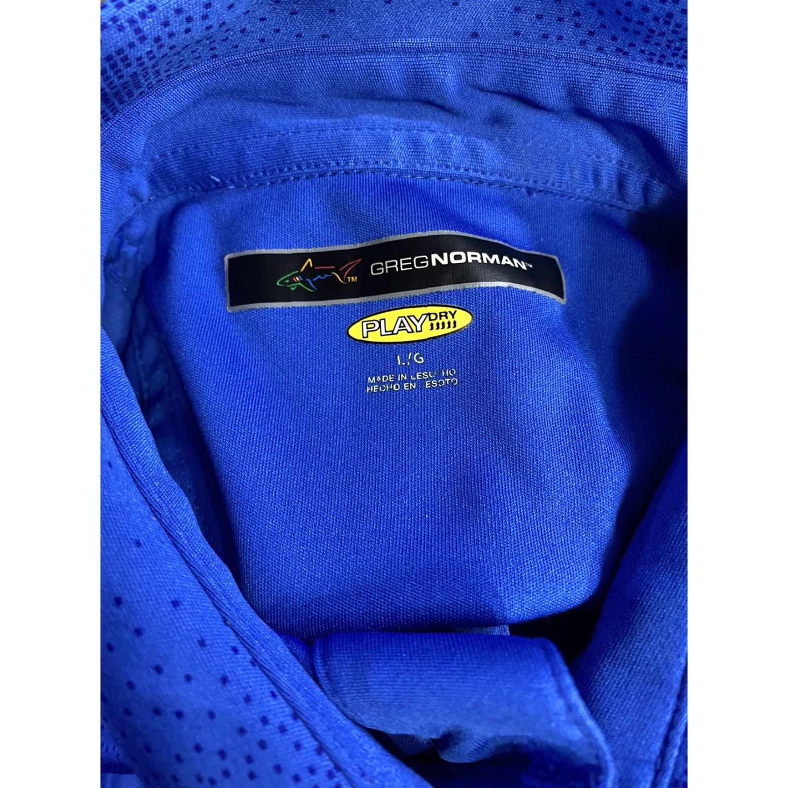 Vintage VINTAGE? No. Greg Norman Play Dry Polo Shirt, Mens, Size L, Blue, Short Sleeve, Collared, 100% Microfiber Polyester, Regular Fit, Golf Size US L / EU 52-54 / 3 - 4 Thumbnail