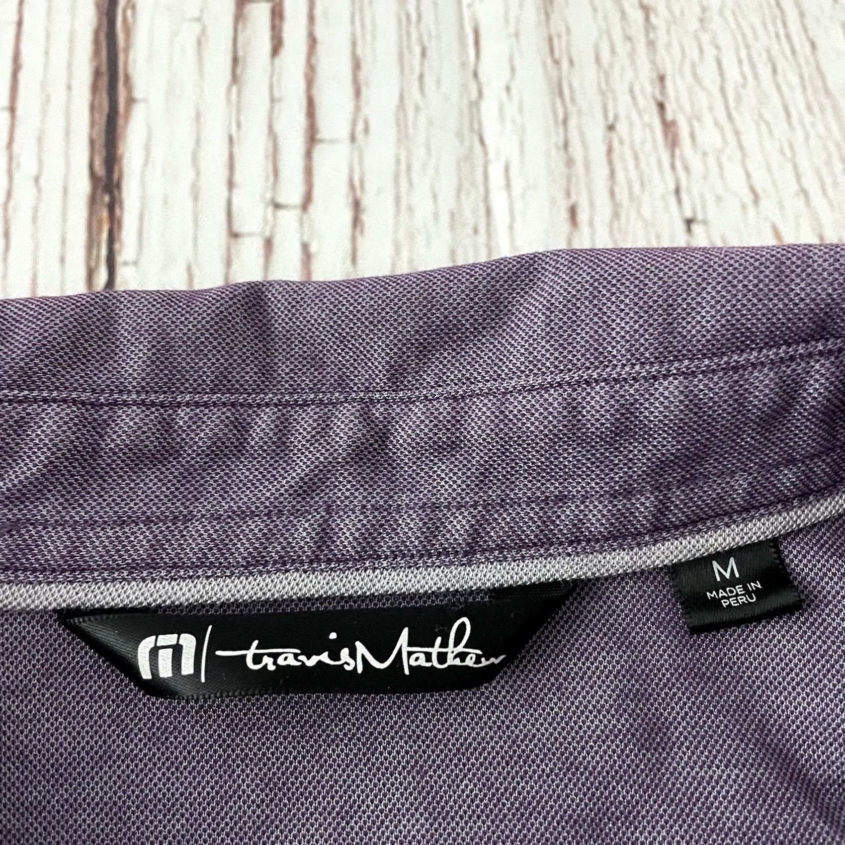 TravisMathew Travis Mathew Short Sleeve Button Front Polo Shirt Men M Purple Polo Shirt Button-Up Solid Pattern Adult Medium Purple Mens Size US M / EU 48-50 / 2 - 2 Thumbnail