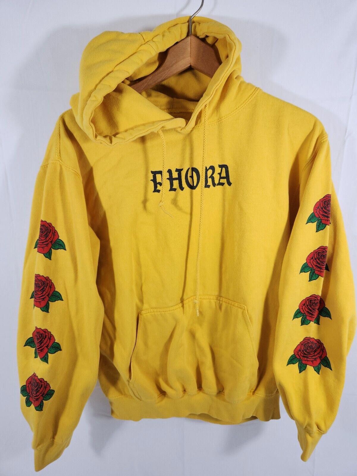 RARE Phora Three Layer Hoodie Sweatshirt Yellow Roses Bottoms