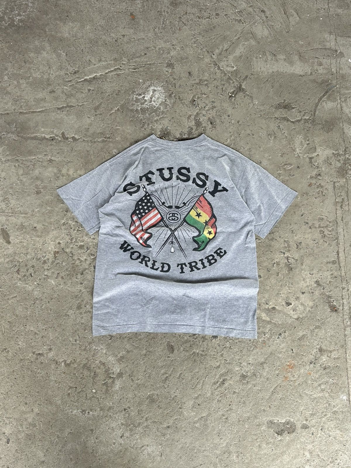 Stussy × Vintage Vintage Stussy Gear World Tribe Skull Tee | Grailed