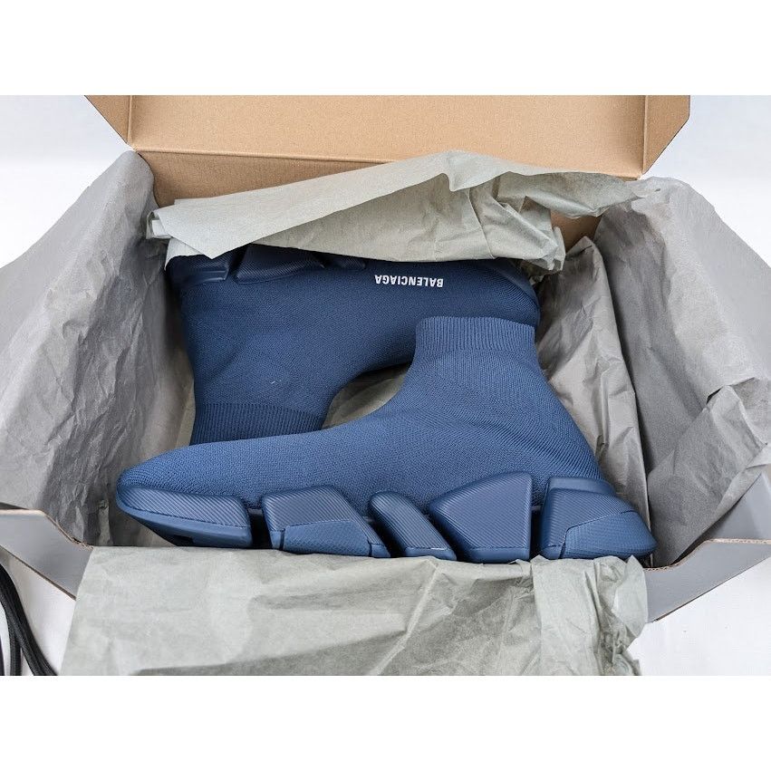Balenciaga o1rshd1 Speed 2.0 Graffiti Sneakers in Navy Size US 8 / EU 41 - 20 Thumbnail