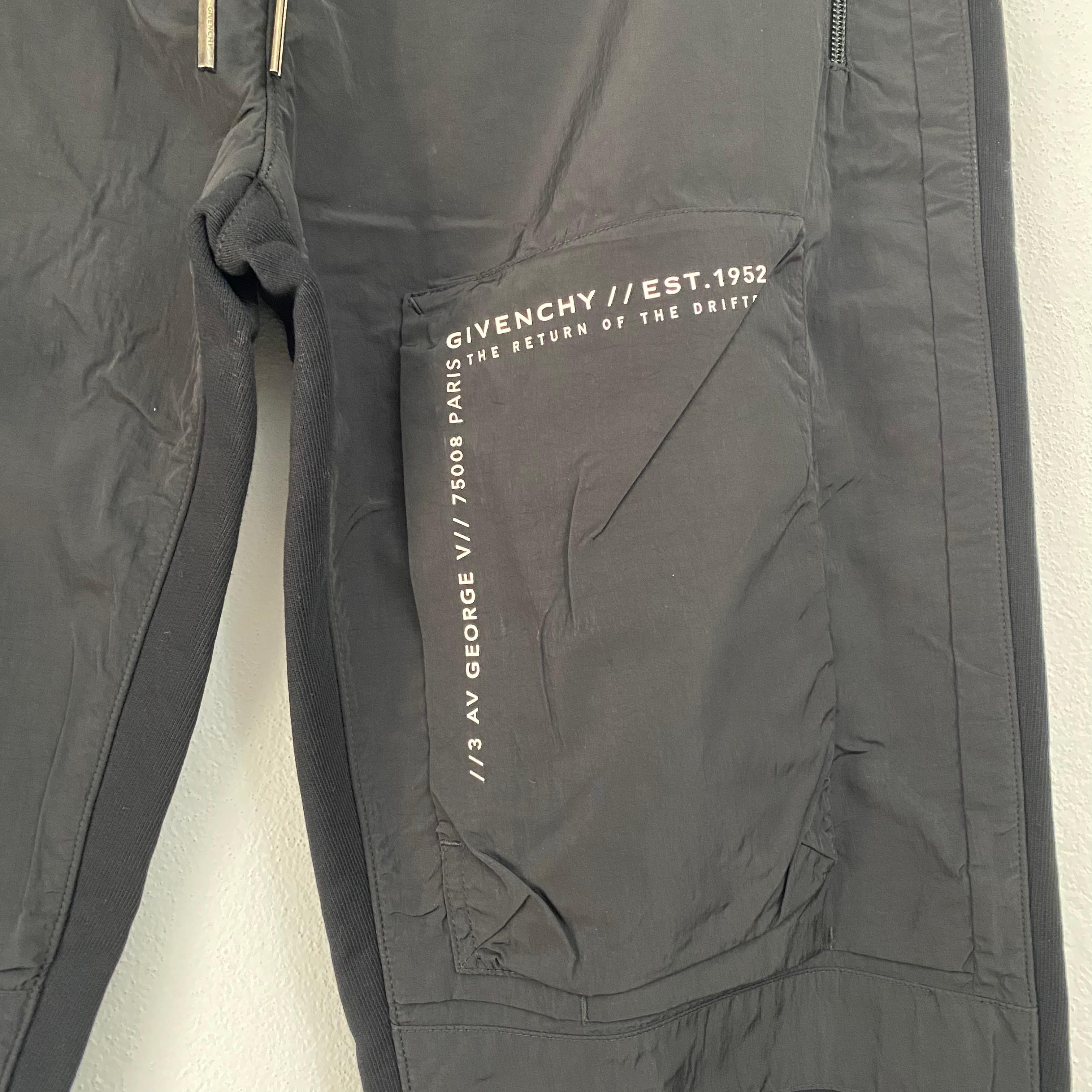 Givenchy Black Nylon Panel Address Logo Sweatpants Size US 32 / EU 48 - 7 Thumbnail