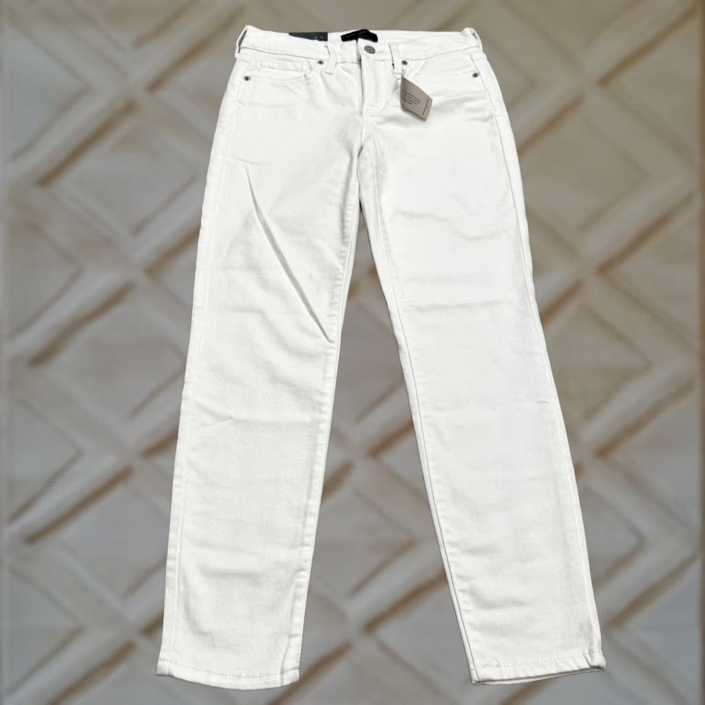 Vintage VINTAGE Banana Republic MR Skinny Denim Jeans Womens 27/4P White Mid Rise Cotton Stretch Size 40" / US 18 - 1 Thumbnail