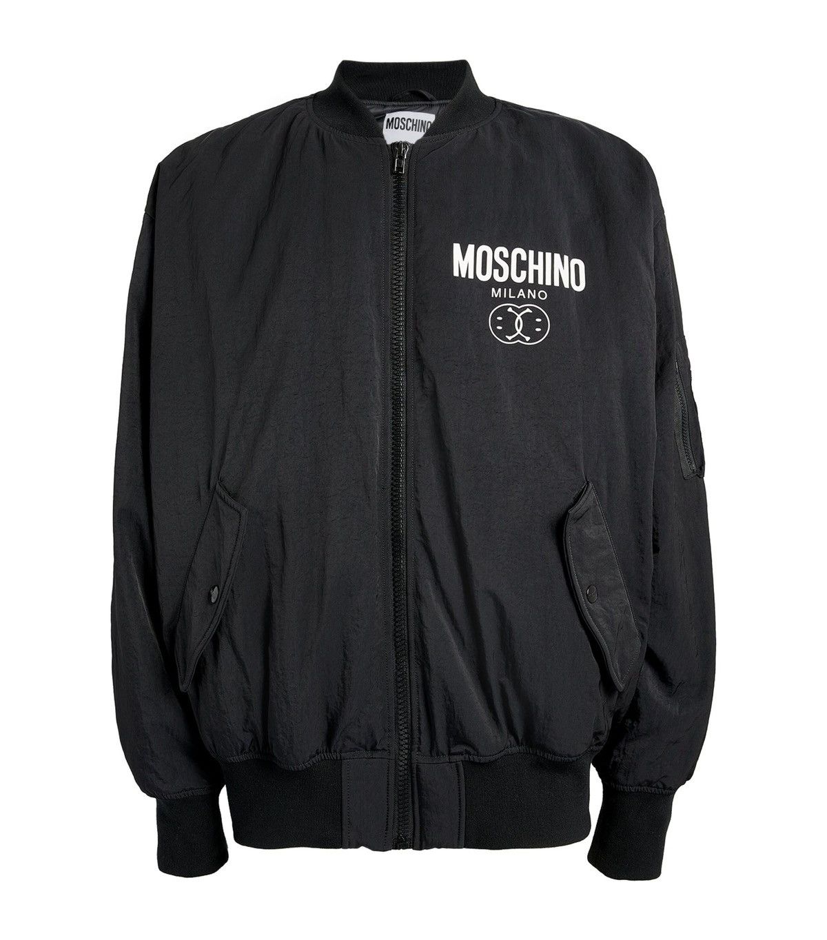Moschino Couture Black Smiley Bomber Jacket