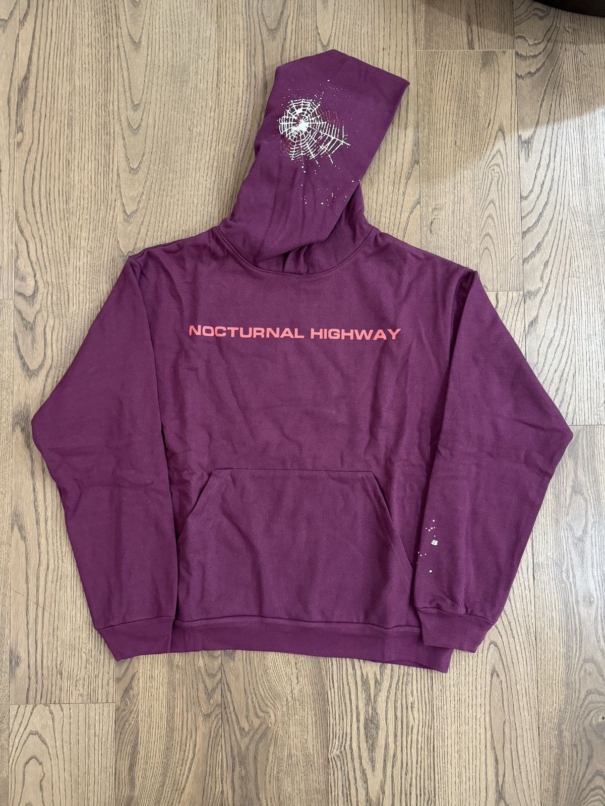 image of Sp5Der Hoodie in Plum, Men's (Size Large)