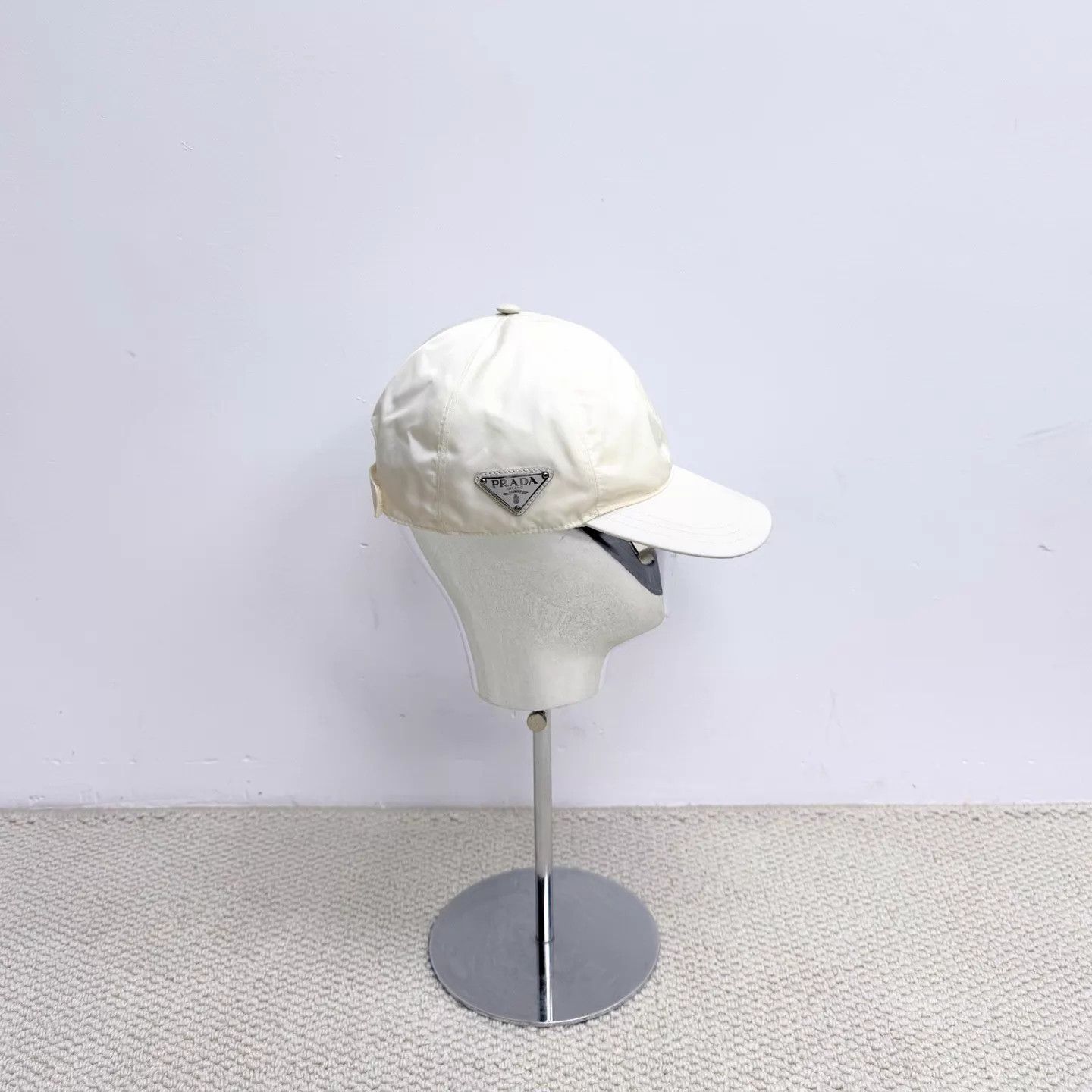 Prada Prada Cream Recycled Nylon Side Triangle L Unisex Cap 99New Size ONE SIZE - 1 Thumbnail