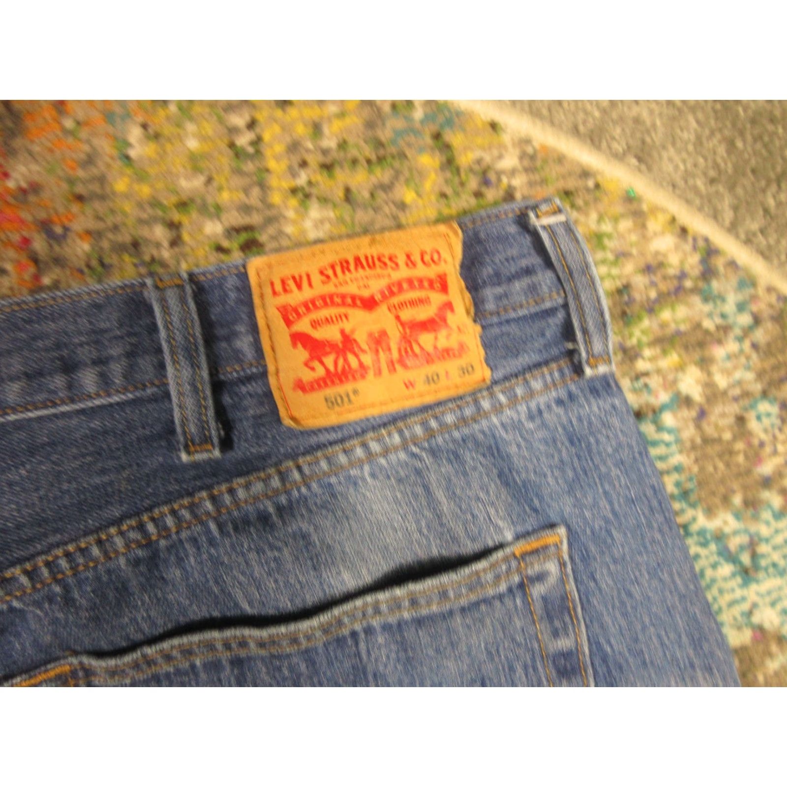 Levi's LEVI'S 501 Jeans 40x30 Original Fit Denim Jeans Button Fly Mid Rise Blue Mens Regular 40 Inseam 30 Distressed Logo Classic USA Vintage-Not-Applicable Size US 40 / EU 56 - 5 Thumbnail