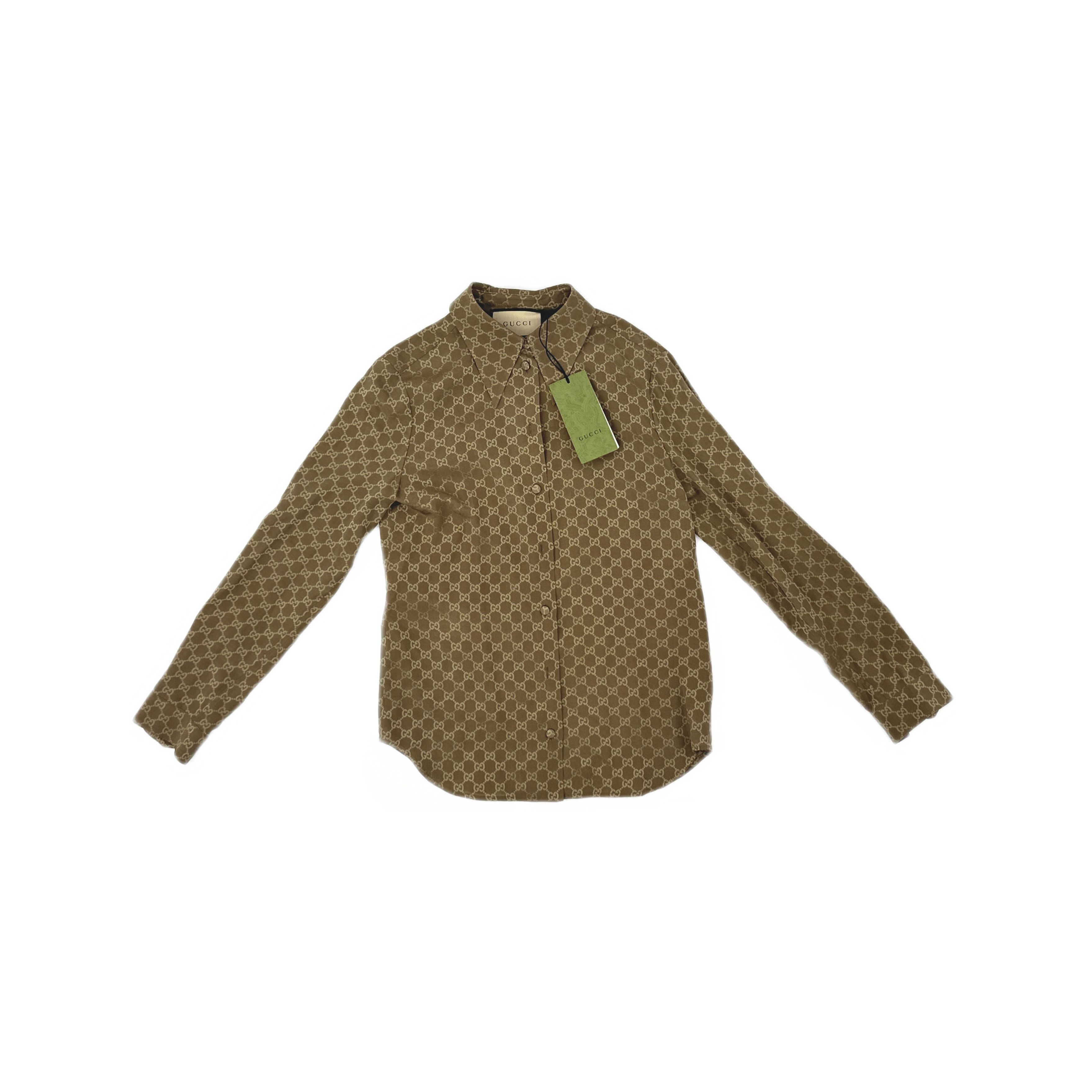 Gucci Gucci Monogram Silk Button Up Shirt Size 36 Size XS / US 0-2 / IT 36-38 - 1 Thumbnail