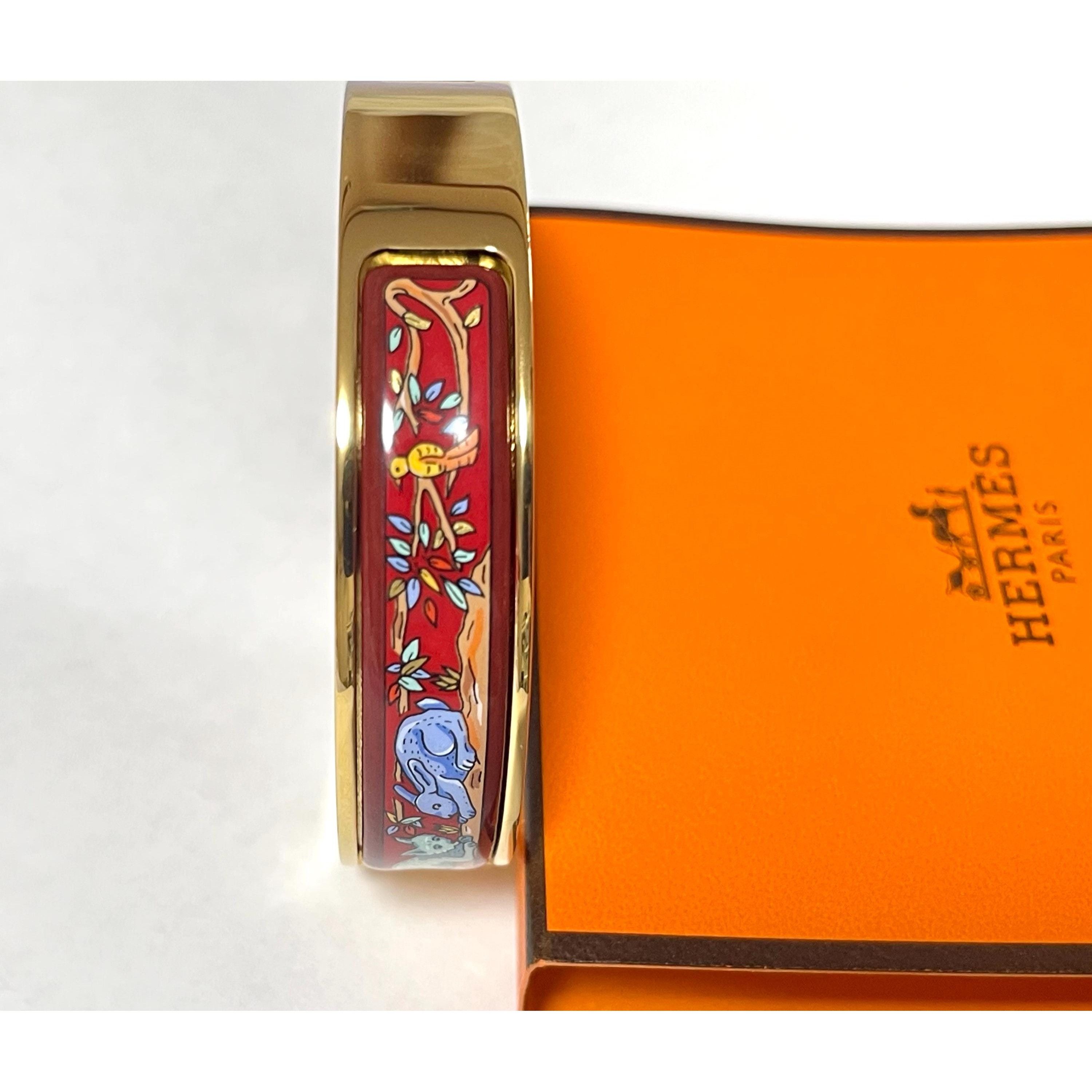 Hermes Vintage Hermes cloisonne enamel golden bangle, rabbit,fox Size ONE SIZE - 8 Thumbnail