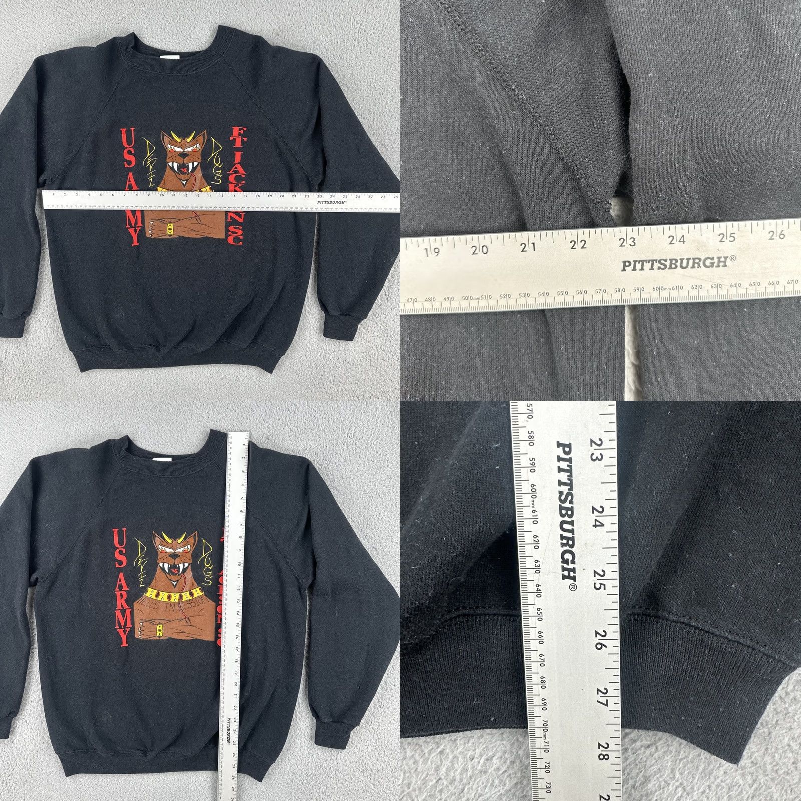 Hanes Vtg Hanes Heavyweight XL Black Raglan Crewneck Sweatshirt U.S. Army Devil Dogs Mens Size US XL / EU 56 / 4 - 8 Thumbnail