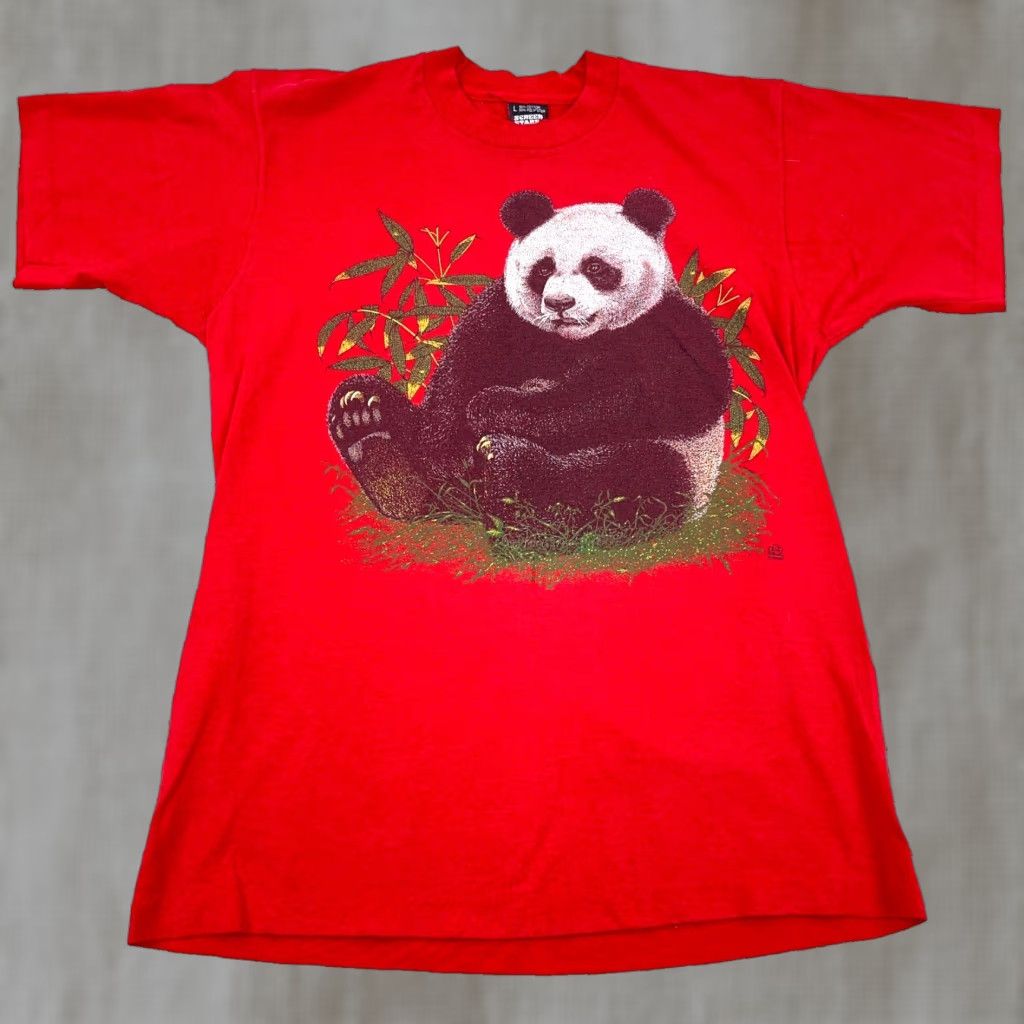 Vintage VINTAGE Screen Stars Best T-Shirt Men L Red Panda Bear Graphic Print 90s 80s Nature Short Sleeve Crew Neck Cotton Polyester Jersey Logo Size US L / EU 52-54 / 3 - 1 Thumbnail