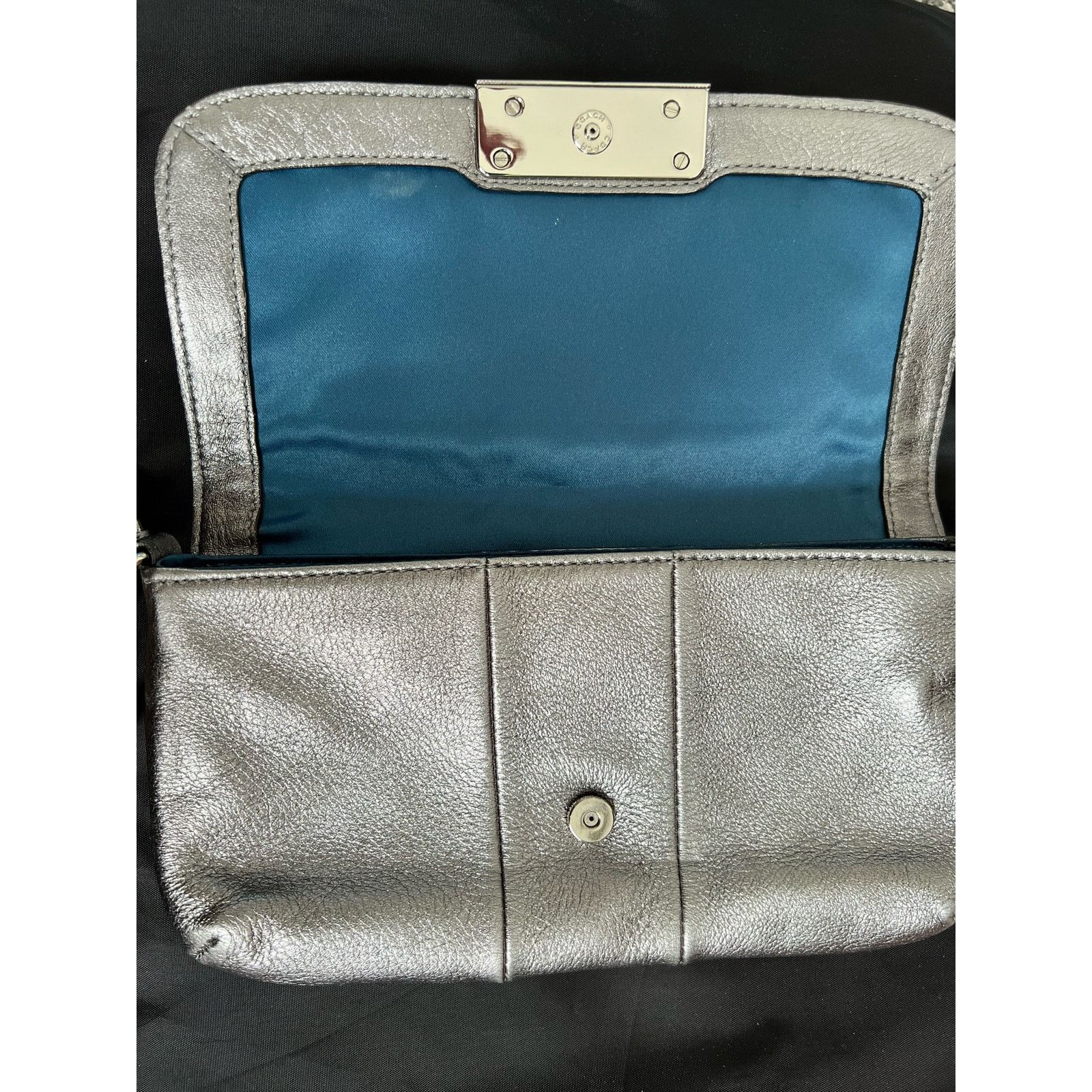 Coach Coach Glam Silver Bag with Blue Satin Lining Size ONE SIZE - 4 Thumbnail
