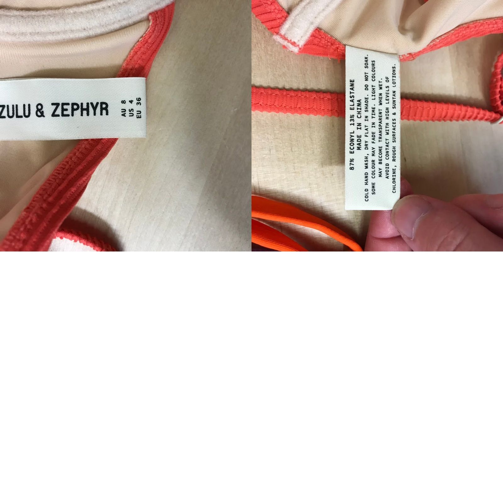 Vintage Zulu & Zephyr Orange Red Ribbed Underwire Bikini Top US 4 AU 8 EU 36 Size XS / US 0-2 / IT 36-38 - 8 Thumbnail