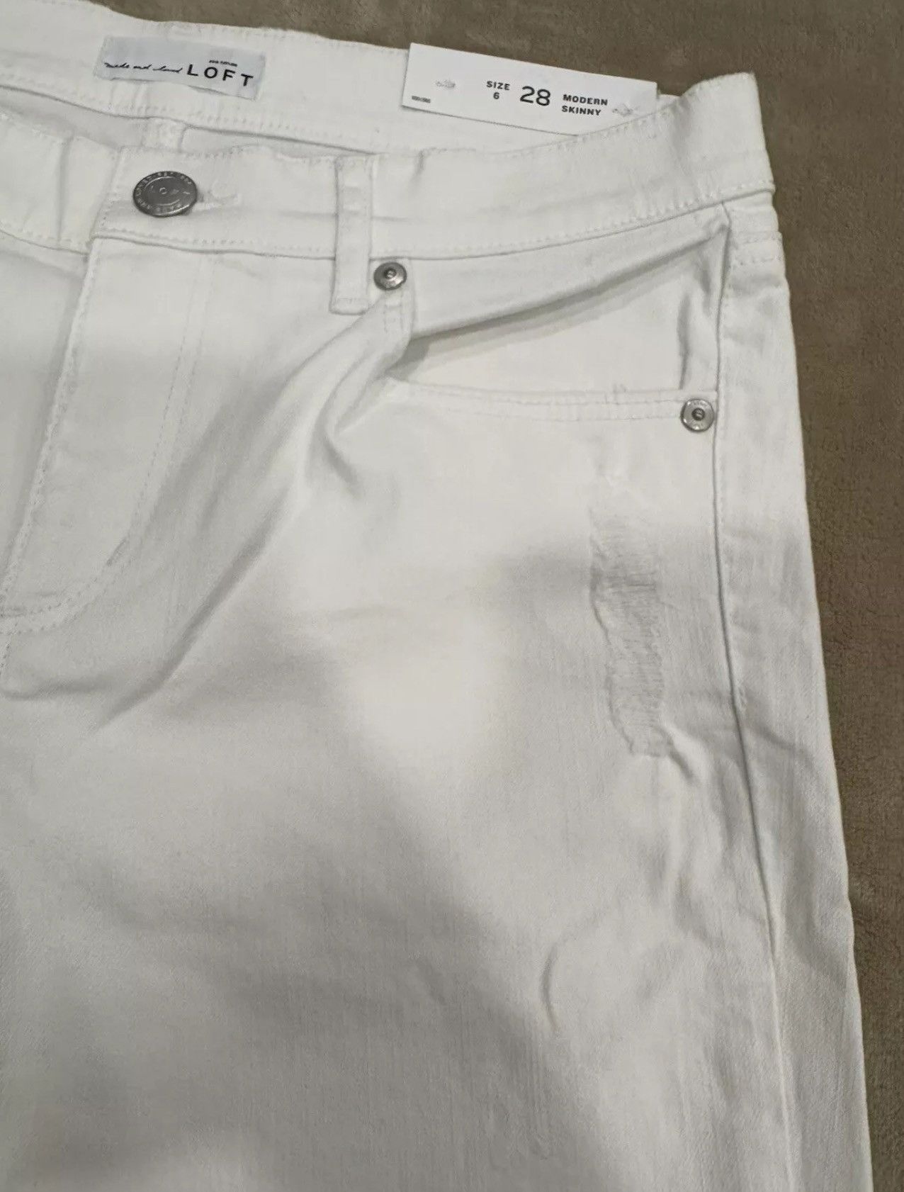 Ann Taylor Ann Taylor Loft White Skinny Ankle Jeans Size 6/28 Size 28" / US 6 / IT 42 - 4 Thumbnail
