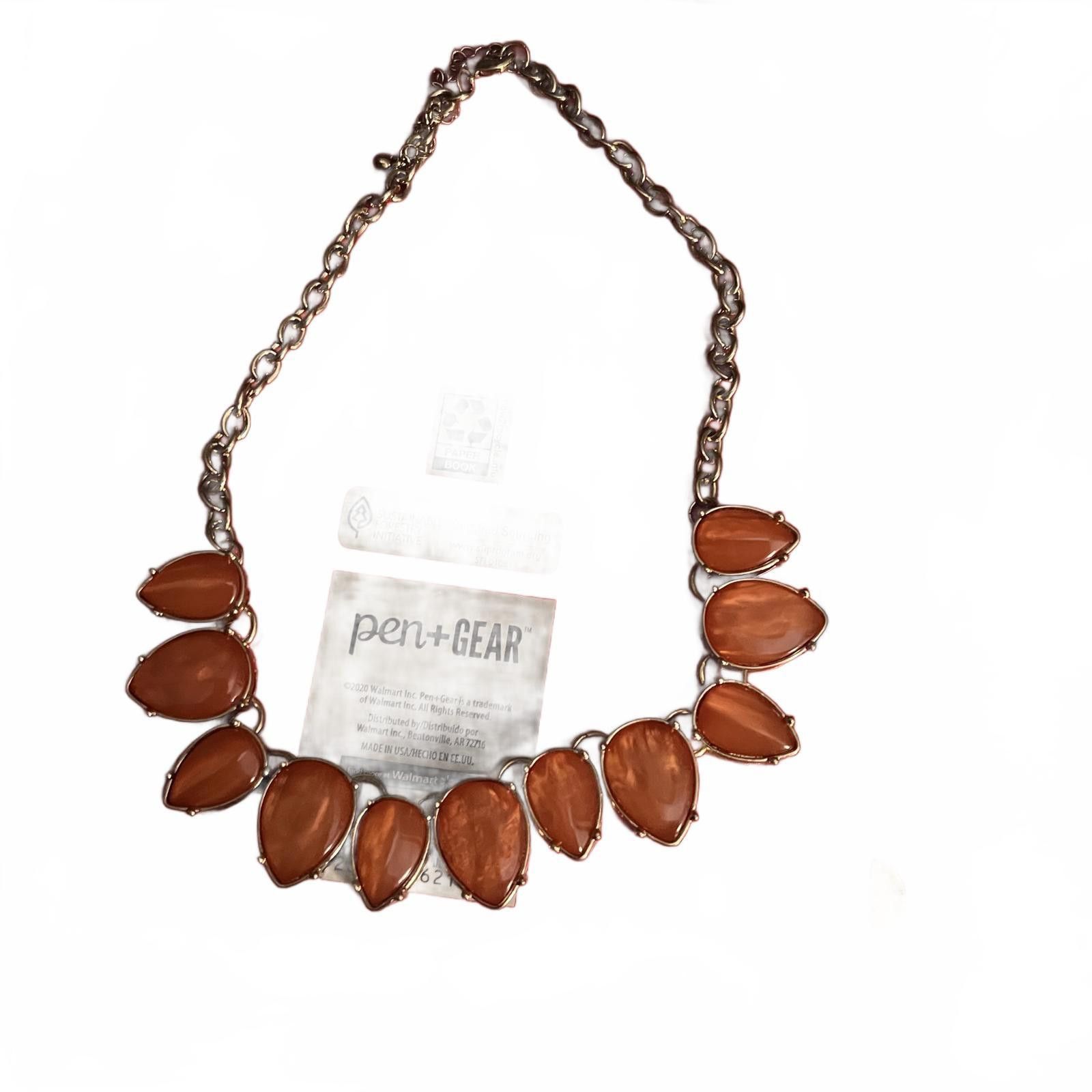 Unknown London Orange Stone Statement Necklace with Gold Chain Size ONE SIZE - 3 Thumbnail