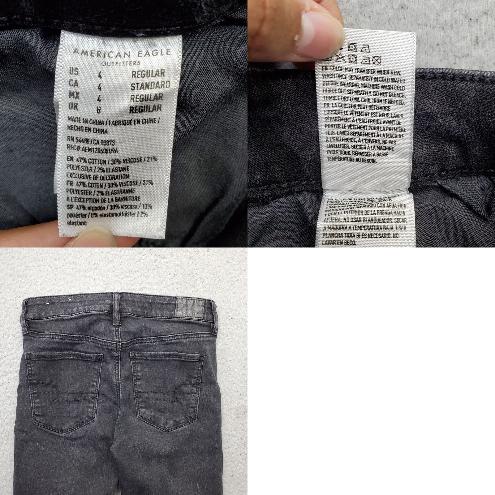 American Eagle Outfitters American Eagle Outfitters Skinny Jeans Womens 4 Black Denim Next Level Stretch Size 27" / US 4 / IT 40 - 8 Thumbnail