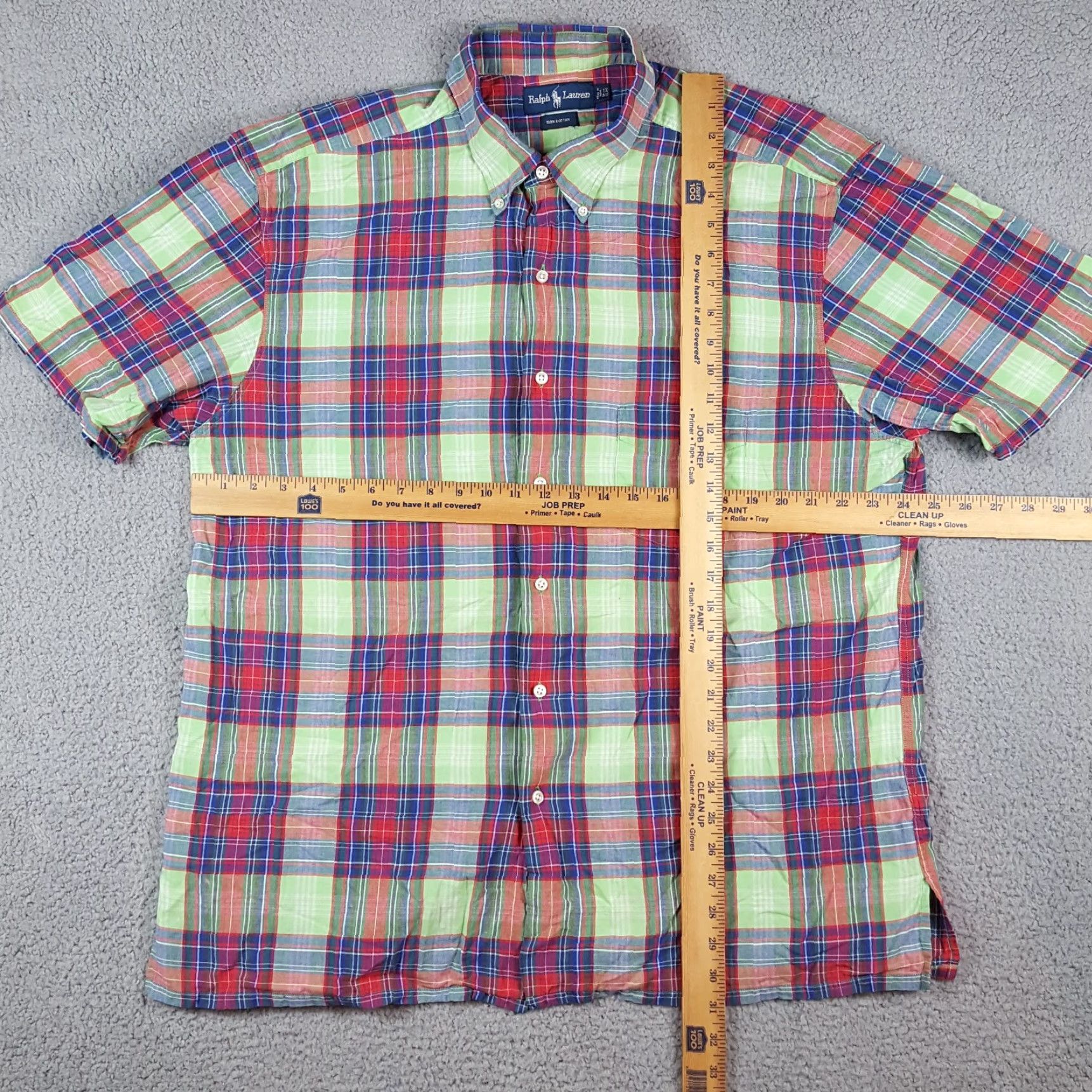 Ralph Lauren VINTAGE Ralph Lauren Plaid Shirt Mens Size 1X Short Sleeve Button-Down Preppy Madras 90s Classic Workwear Polo Pony Logo Mens Size US XL / EU 56 / 4 - 5 Thumbnail