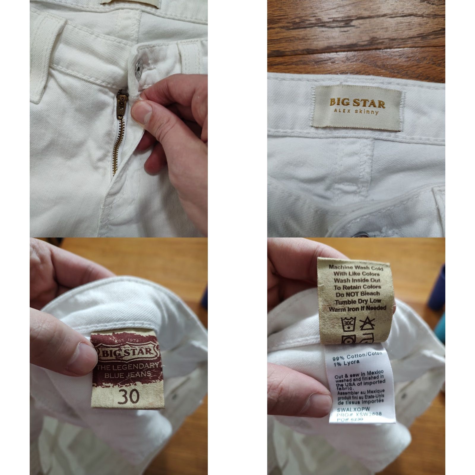 Denime BIG STAR Jeans Womens White Alex Skinny Denim 30 X 29 Slim Stretch 5-Pocket Classic Size 30" / US 8 / IT 44 - 8 Thumbnail