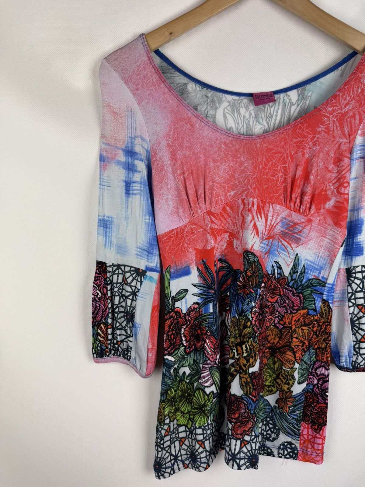 Other Save The Queen Ladies Pattern Y2K Long Sleeve Tunic Blouse Size S / US 4 / IT 40 - 2 Thumbnail