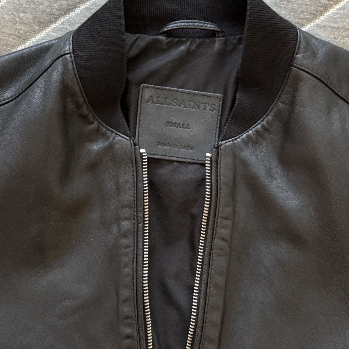 Allsaints AllSaints Black Leather Bomber Jacket - Size Small Size US S / EU 44-46 / 1 - 3 Thumbnail
