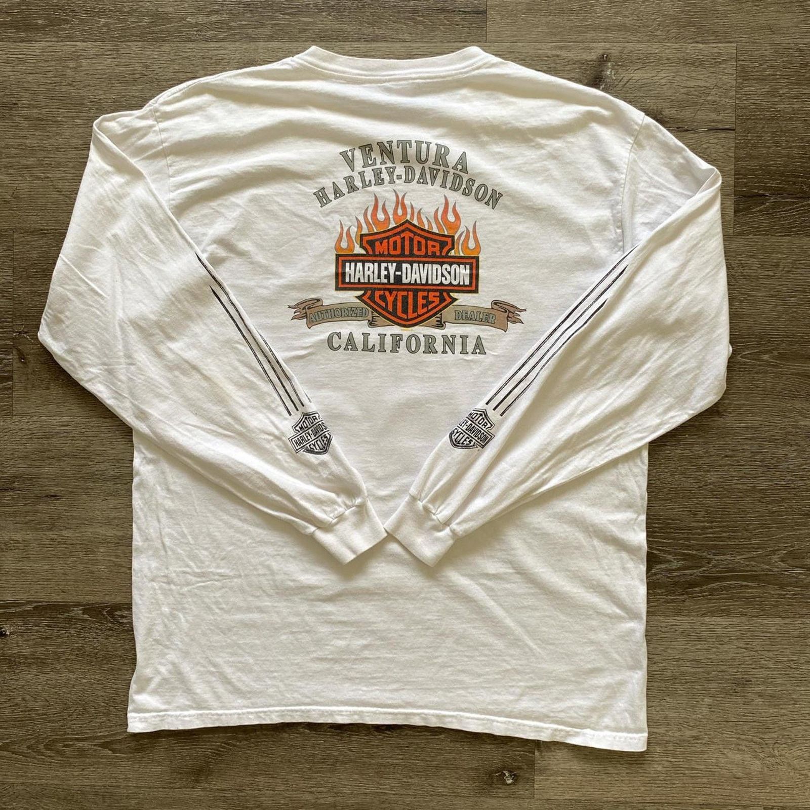 Harley Davidson × Vintage Vintage Flame Harley Davidson Long Sleeve Size US XXL / EU 58 / 5 - 2 Thumbnail