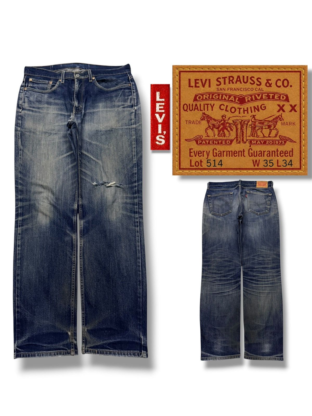 Levi's Vintage Levi’s 514 Denim Jeans | Vintage Straight Fit | W35 Size US 35 - 1 Thumbnail