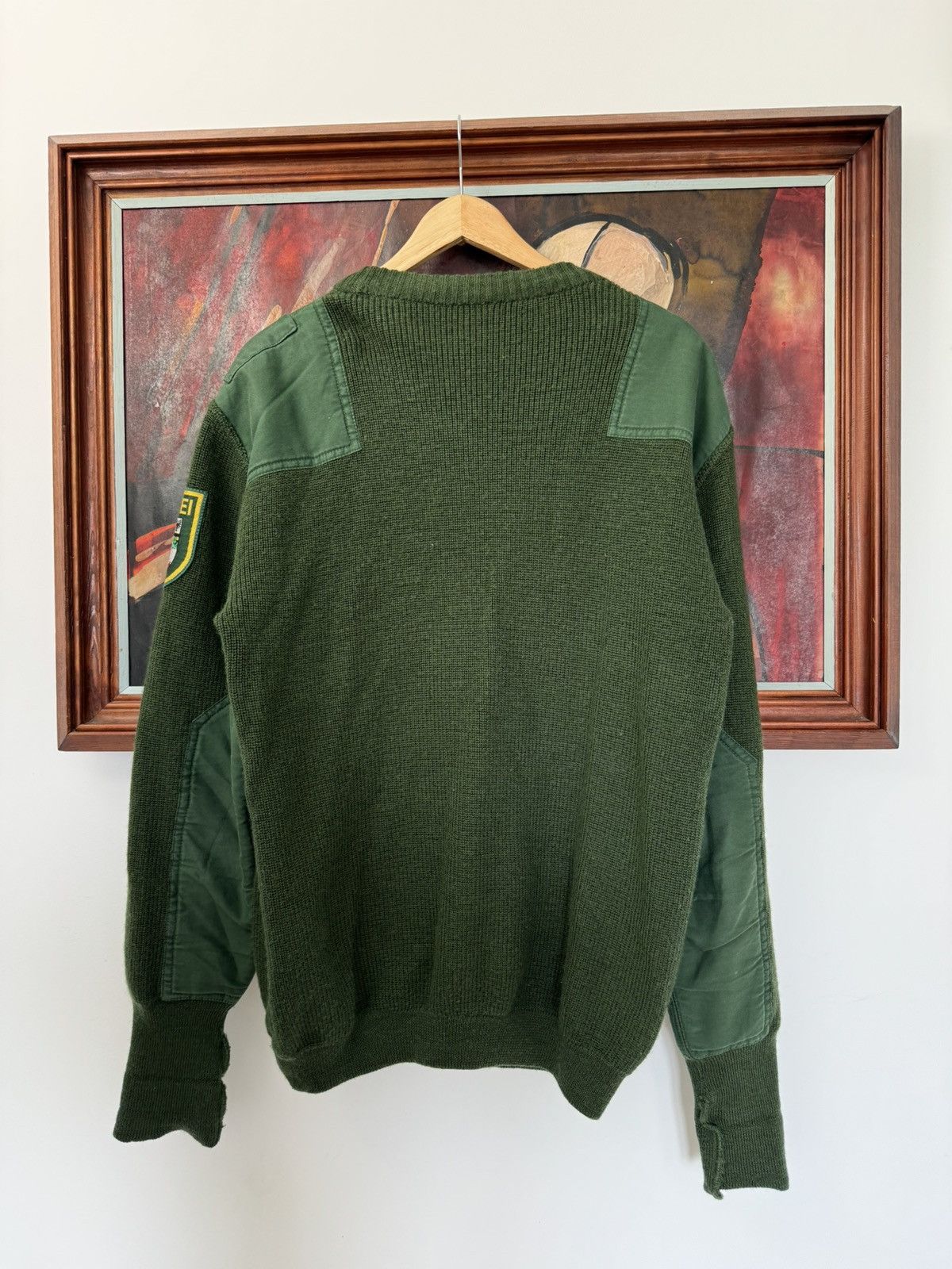 Vintage Avant Garde Polizei Knit Sweater German Police Wool Green Size US M / EU 48-50 / 2 - 3 Thumbnail