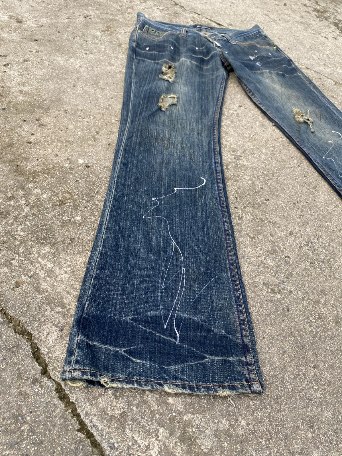 Japanese Brand × KMRii ROOTTHREE Painter Studded Flare Jeans Size US 32 / EU 48 - 4 Thumbnail