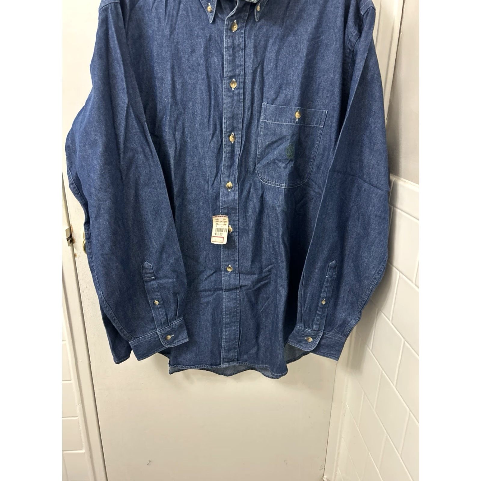 Nautica VINTAGE Nautica Denim Shirt Mens XL Blue Button-Down Cotton Long Sleeve Plaid NWT Size US XL / EU 56 / 4 - 3 Thumbnail