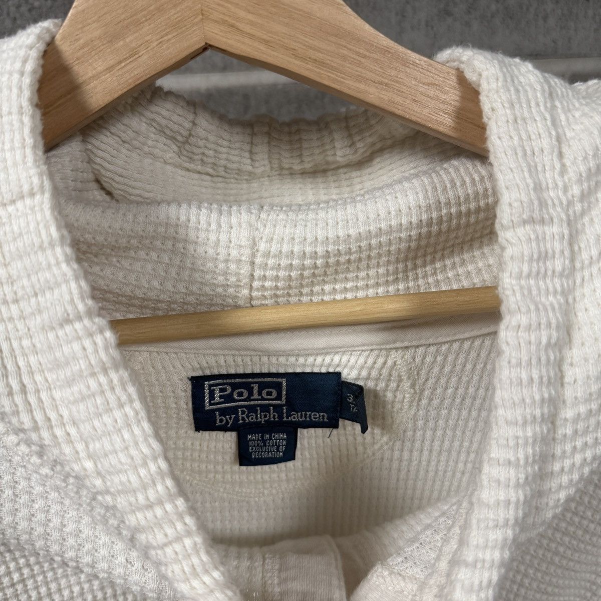 Polo Ralph Lauren Vintage Polo Ralph Lauren Waffle Knit Hoodie White 3XLT Size US XXL / EU 58 / 5 - 4 Thumbnail