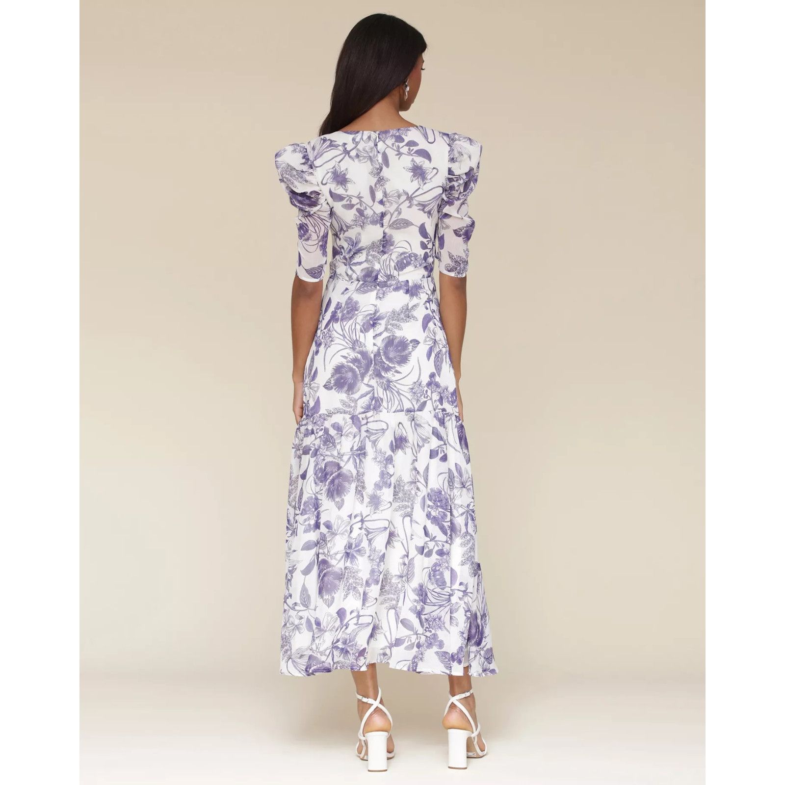 AVEC LES FILLES Avec Les Filles Women's Floral-Print Puffed-Shoulder Dress Size L / US 10 / IT 46 - 4 Thumbnail