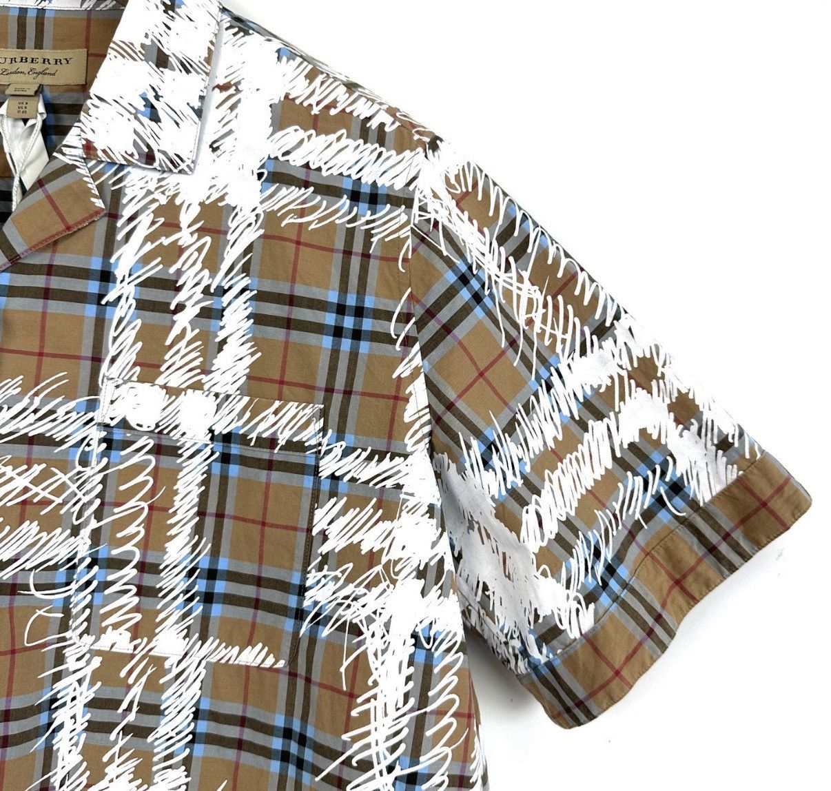 Burberry Burberry Classic Check Graffiti Loose Short Sleeve Shirt K12 Size S / US 4 / IT 40 - 5 Thumbnail