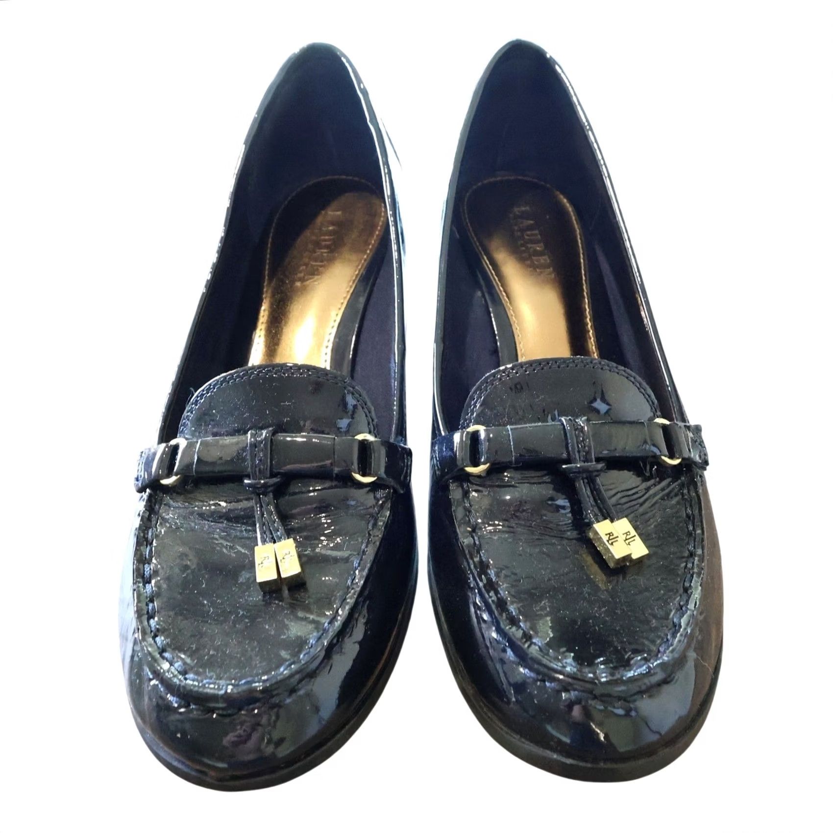 Ralph Lauren Lauren Ralph Lauren Loafers Womens 10 Navy Patent Suede Wedge Rory Size US 8 / IT 38 - 2 Thumbnail