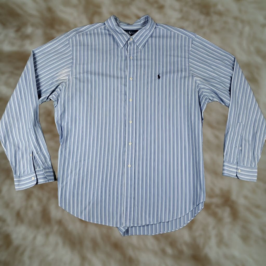 Ralph Lauren Ralph Lauren Shirt Mens 2XL Blue Stripe Button-Up Long Sleeve Tailored Classic Fit Pony Logo Casual / Formal Size US XXL / EU 58 / 5 - 1 Thumbnail