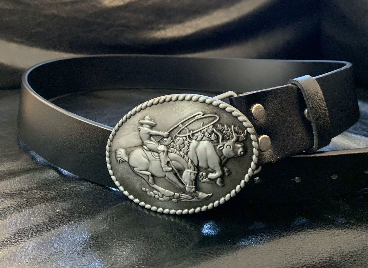 Japanese Brand × Vintage Outdoor retro western cowboy leather buckle belt Size ONE SIZE - 5 Thumbnail