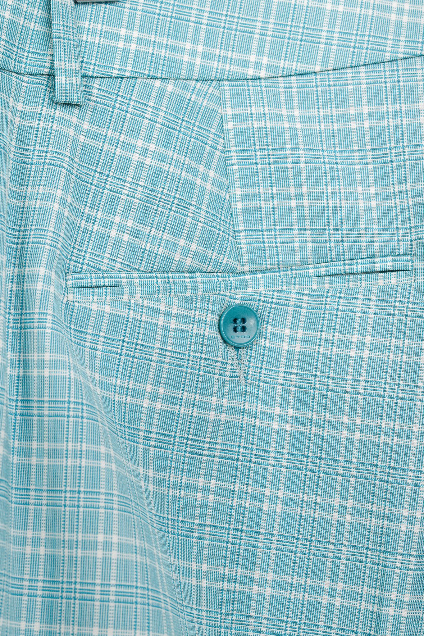 Etro Etro Teal Plaid Wool Straight-Leg Trousers Size 33" - 7 Thumbnail