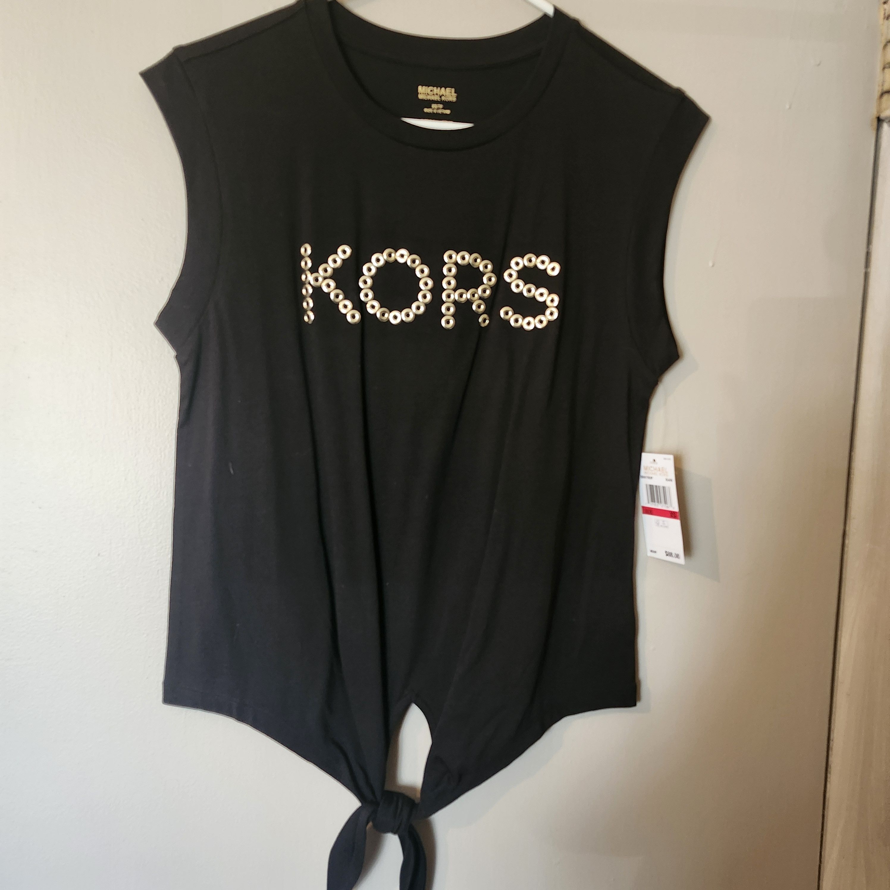 Michael Kors NWT MICHAEL Kors Women's XS Black Grommet Tie Front Top Size XS / US 0-2 / IT 36-38 - 11 Thumbnail