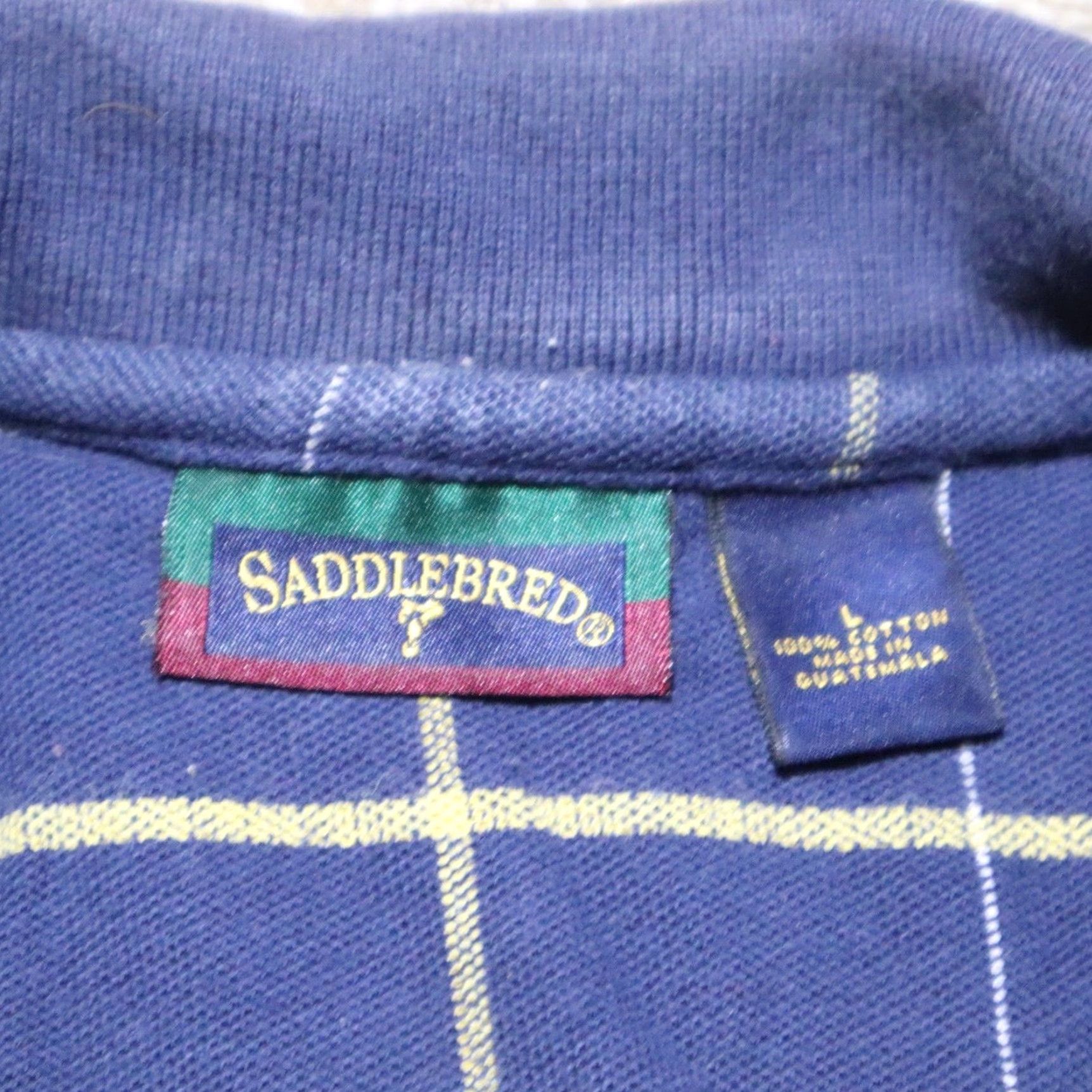 Vintage Saddlebred Polo Shirt Blue Plaid Short Sleeve Adult Large Easy Care Golf Mens Size US L / EU 52-54 / 3 - 3 Thumbnail