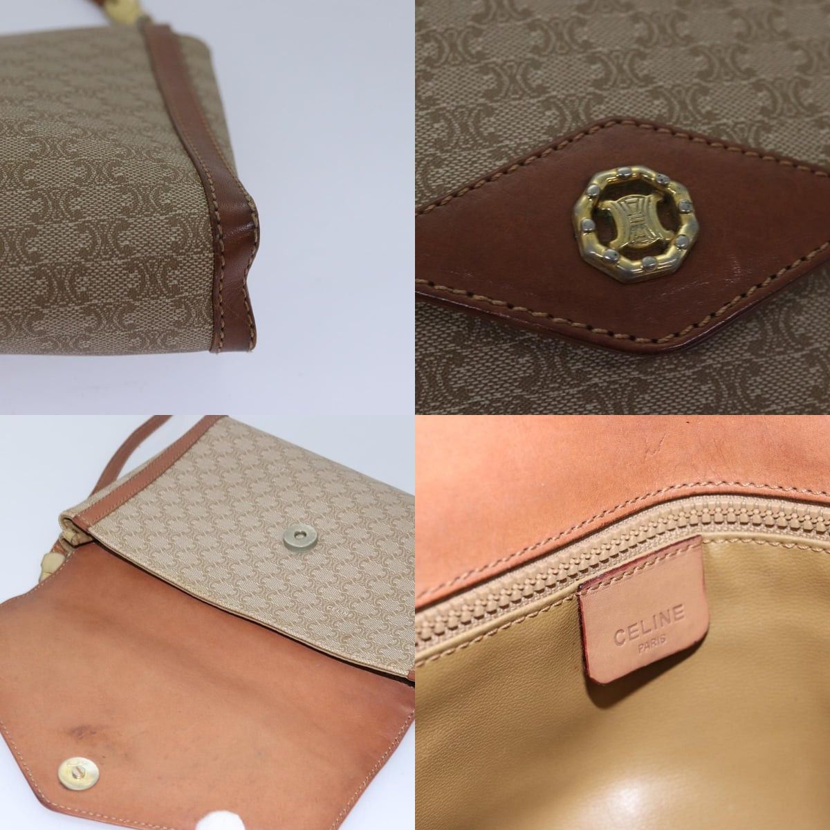 Celine CELINE Macadam Canvas Shoulder Bag Beige Size ONE SIZE - 11 Thumbnail