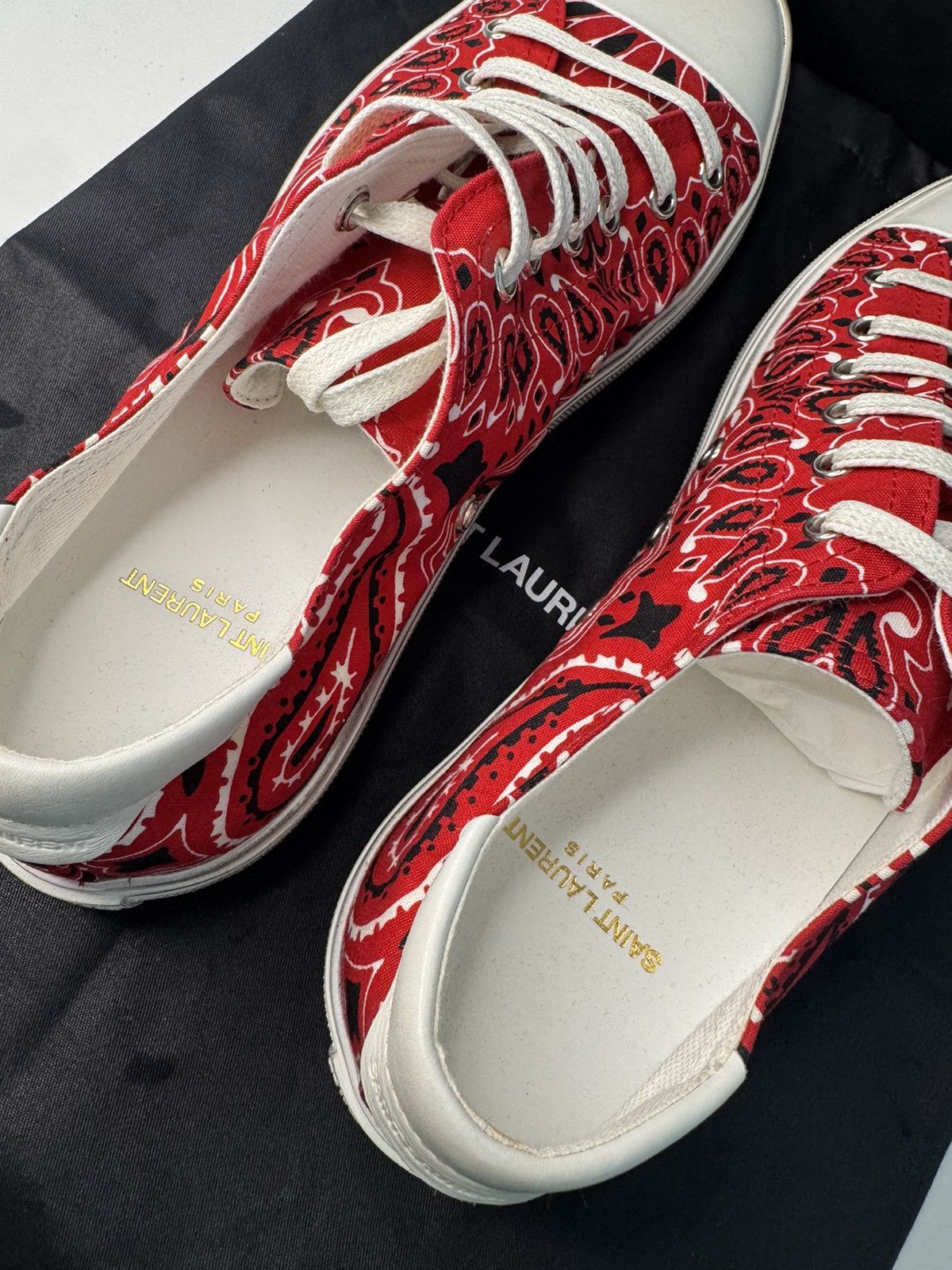 Saint Laurent Bandana Court Classic Sneakers Red White