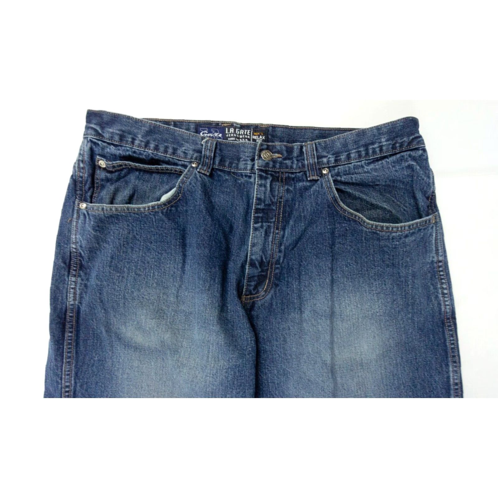 Denime VINTAGE L.A. Gate Jeans Mens 40x32 Denim Wide-Leg 90s Grunge Blue, 5-Pocket, Regular Fit, Zip Closure, Mid Rise, 40x32 Mens Jeans Size US 40 / EU 56 - 2 Thumbnail