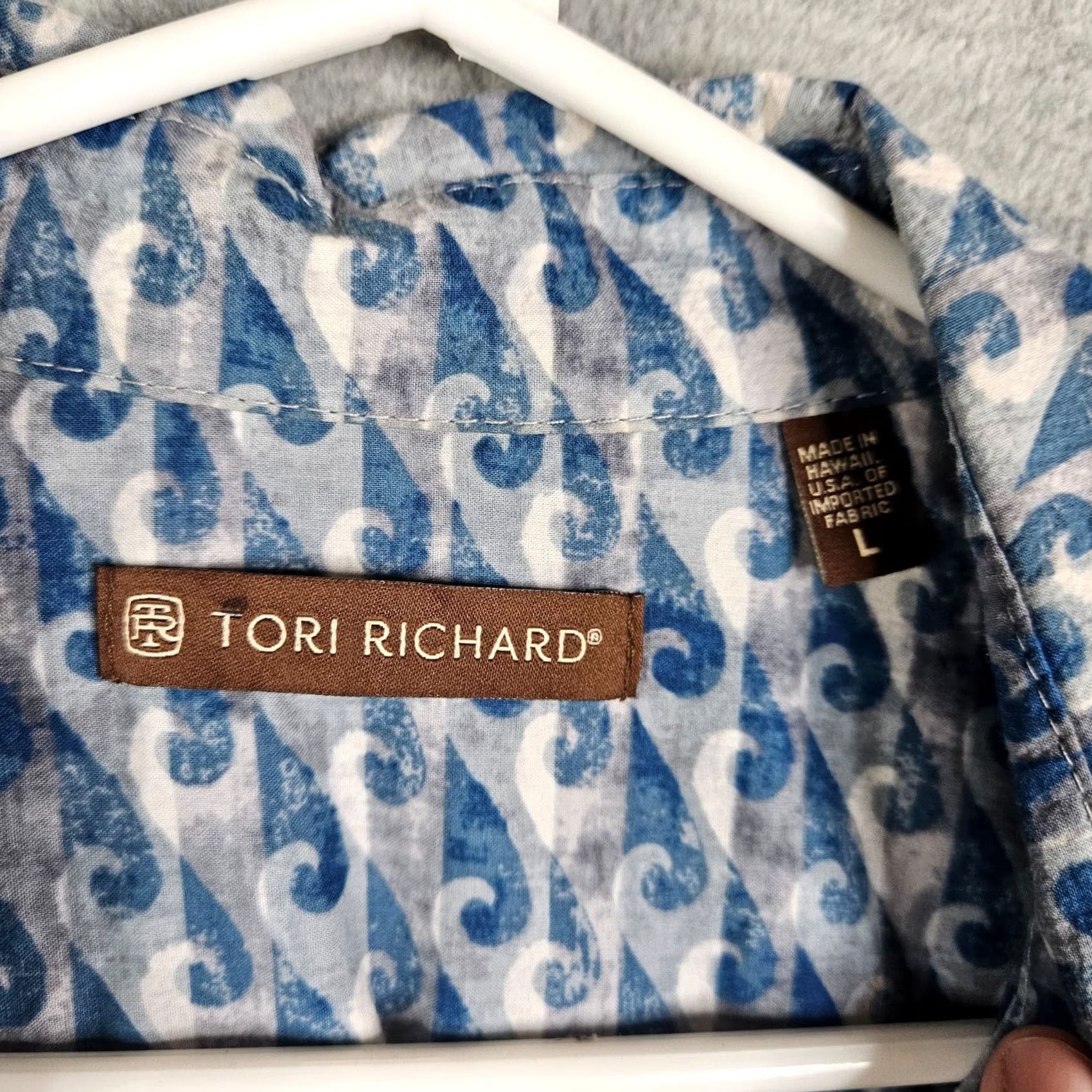 Tori Richard Tori Richard Blue Cotton Button-Up Shirt Short Sleeve L Mens Size L Collar-Down Pattern Solid Size US L / EU 52-54 / 3 - 3 Thumbnail