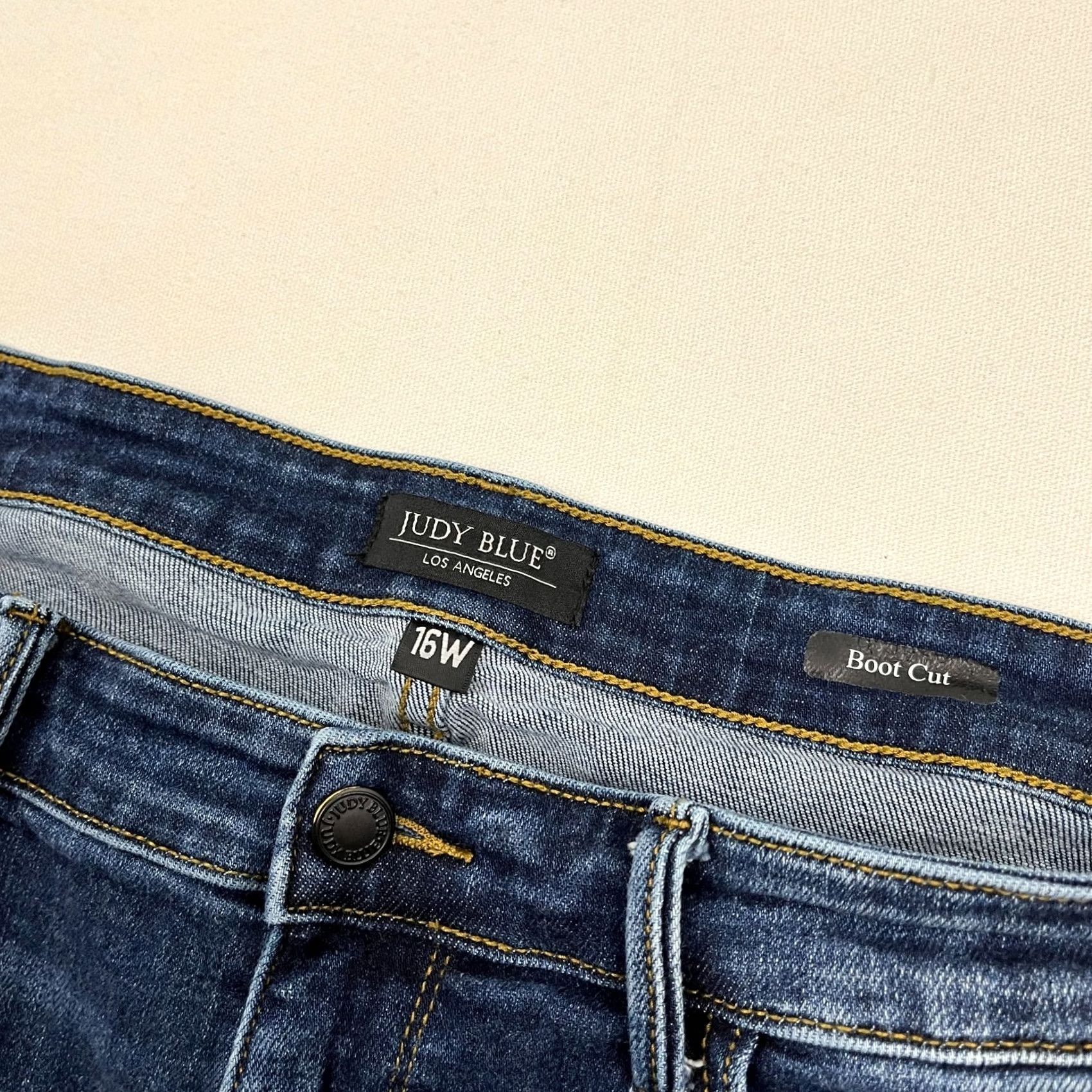 Denime Judy Blue Jeans Size 16W Boot Cut Blue Denim Stretch Frayed Hem Casual Jeans Women 16W Blue Denim Judy Blue Womens Jeans Size 38" / US 16 / IT 52 - 2 Thumbnail