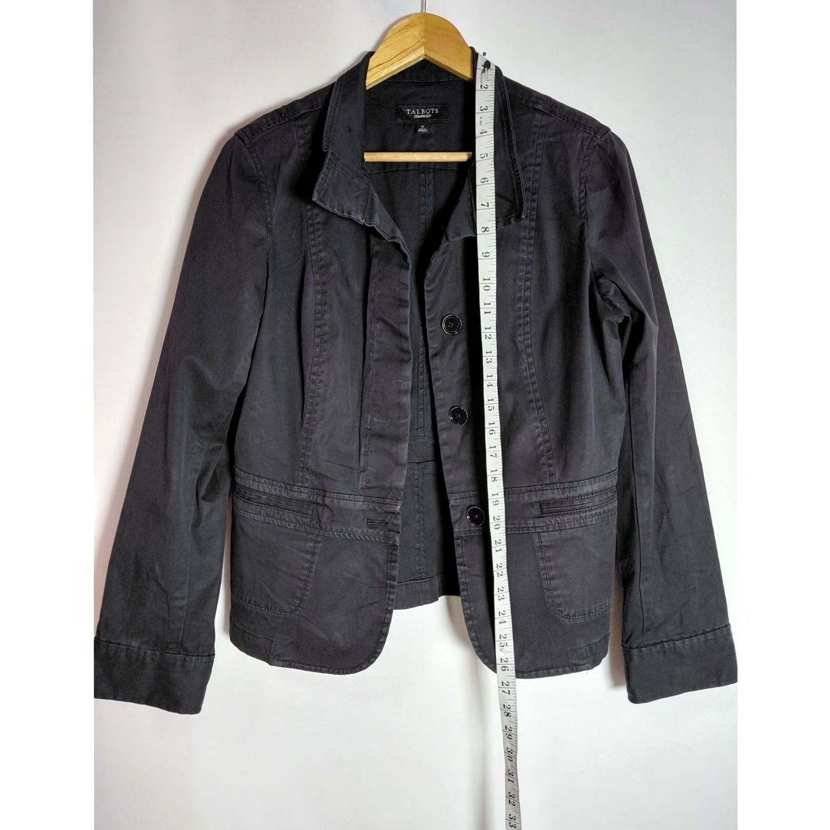 Talbots TALBOTS Black Blazer Women Size 10 Long Sleeve Cotton Blend Solid Button Business Travel Size L / US 10 / IT 46 - 7 Thumbnail