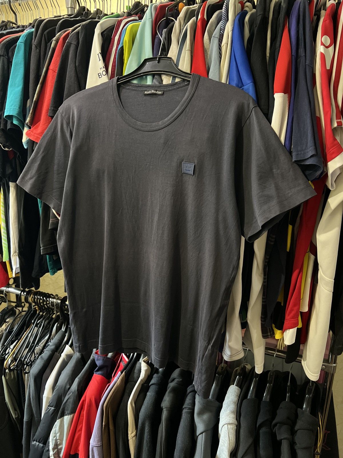 VINTAGE ACNE STUDIOS NASH FACE BLANK LOGO BLUE T SHIRT