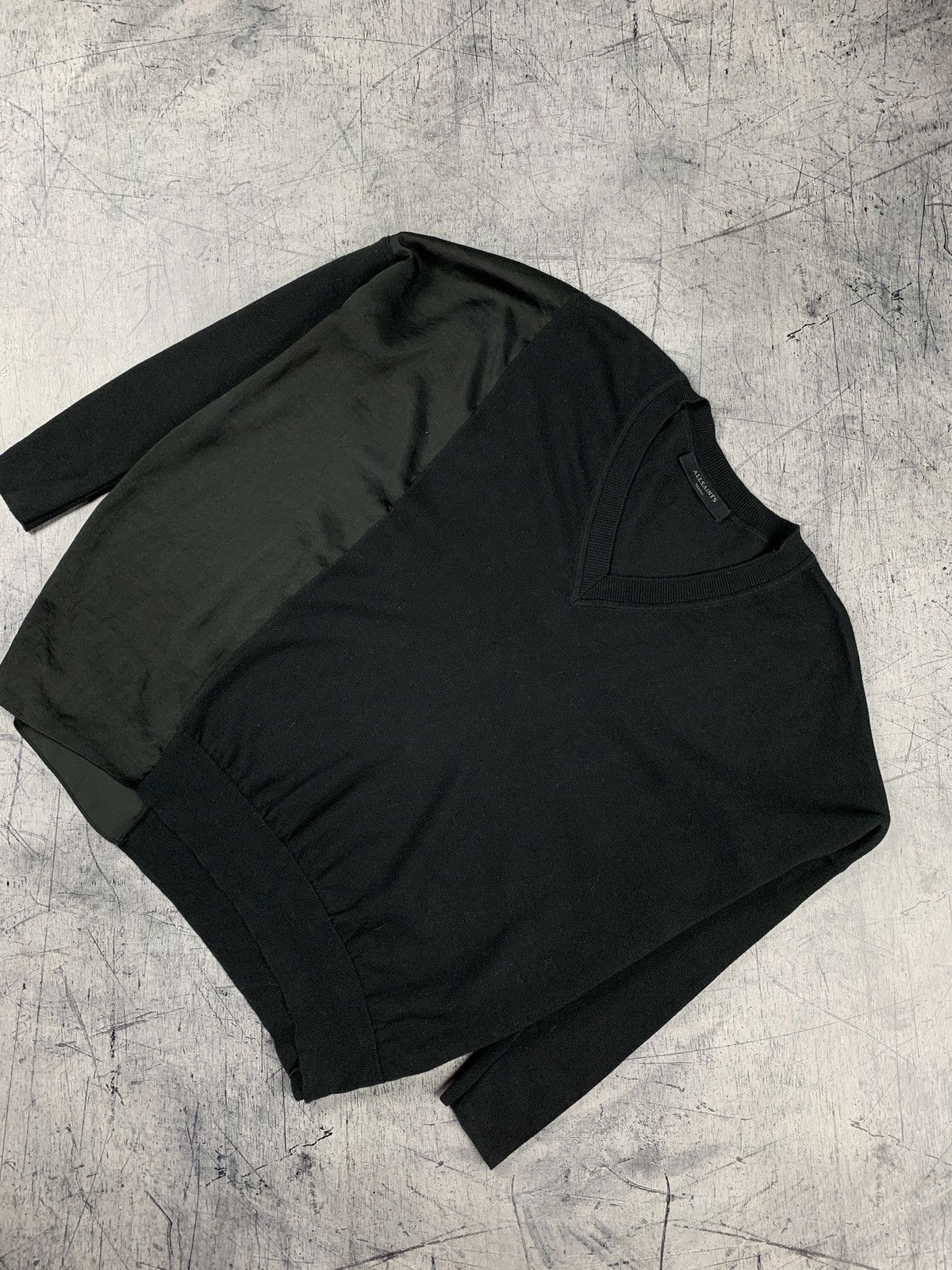Allsaints Designer AllSaints V-Neck Sweater Black Alda Panel Luxury Size S / US 4 / IT 40 - 1 Thumbnail