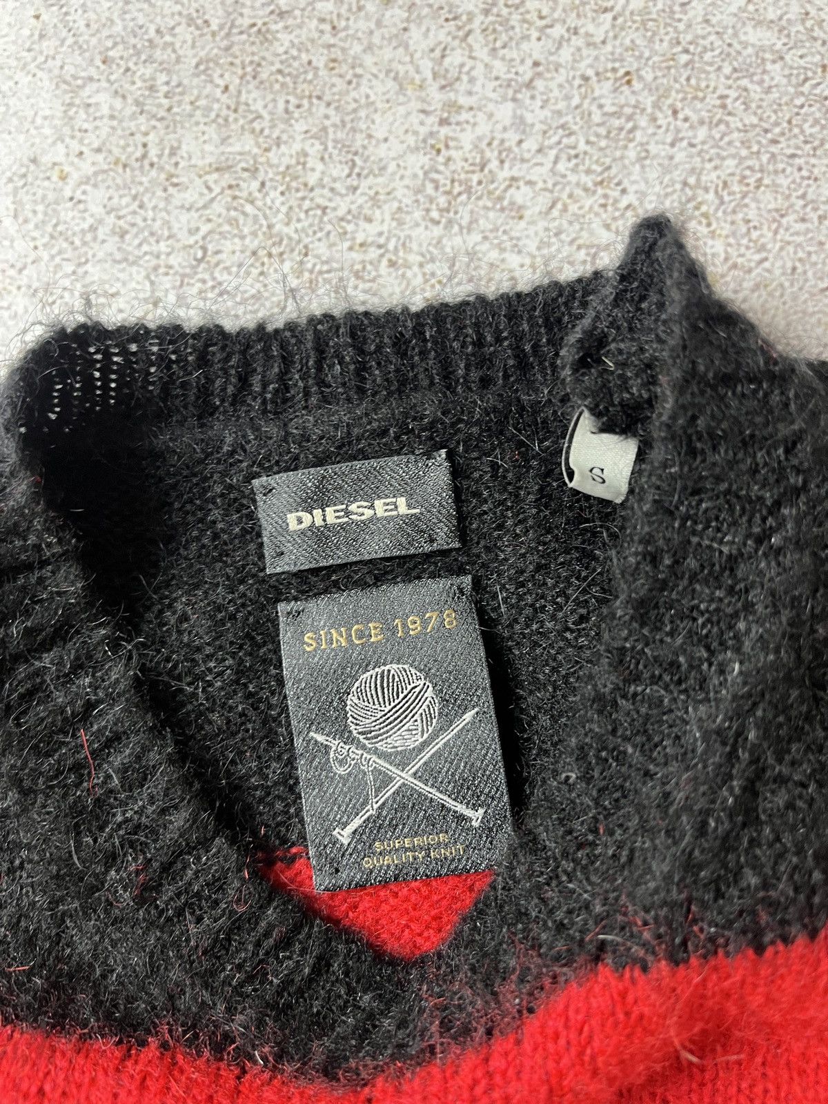 Diesel Diesel Striped Mohair Sweater Black White Red Size US S / EU 44-46 / 1 - 7 Thumbnail