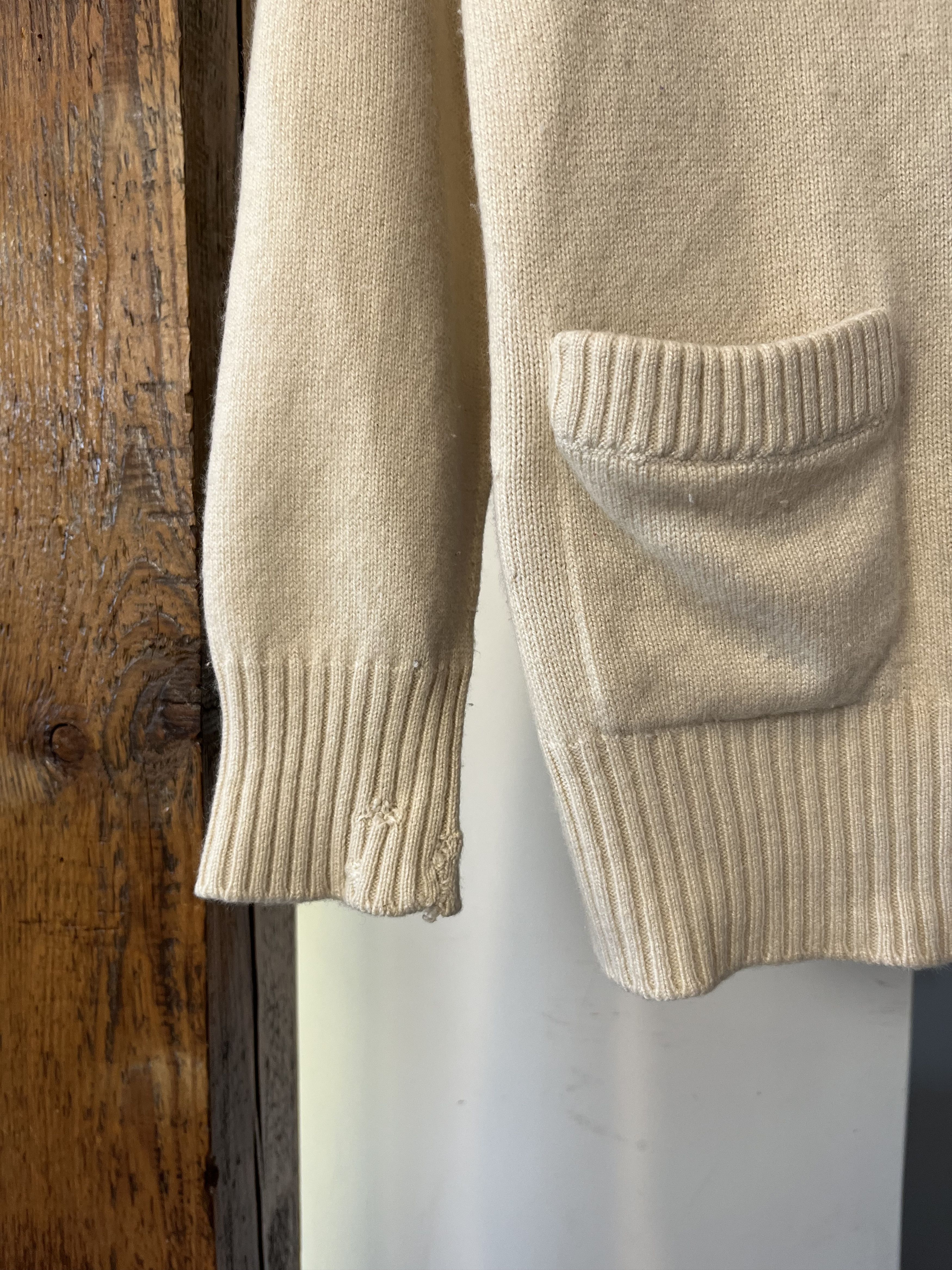 Ballantyne × Vintage 70s Ballantyne Pure Cashmere Beige Cardigan Size M / US 6-8 / IT 42-44 - 4 Thumbnail